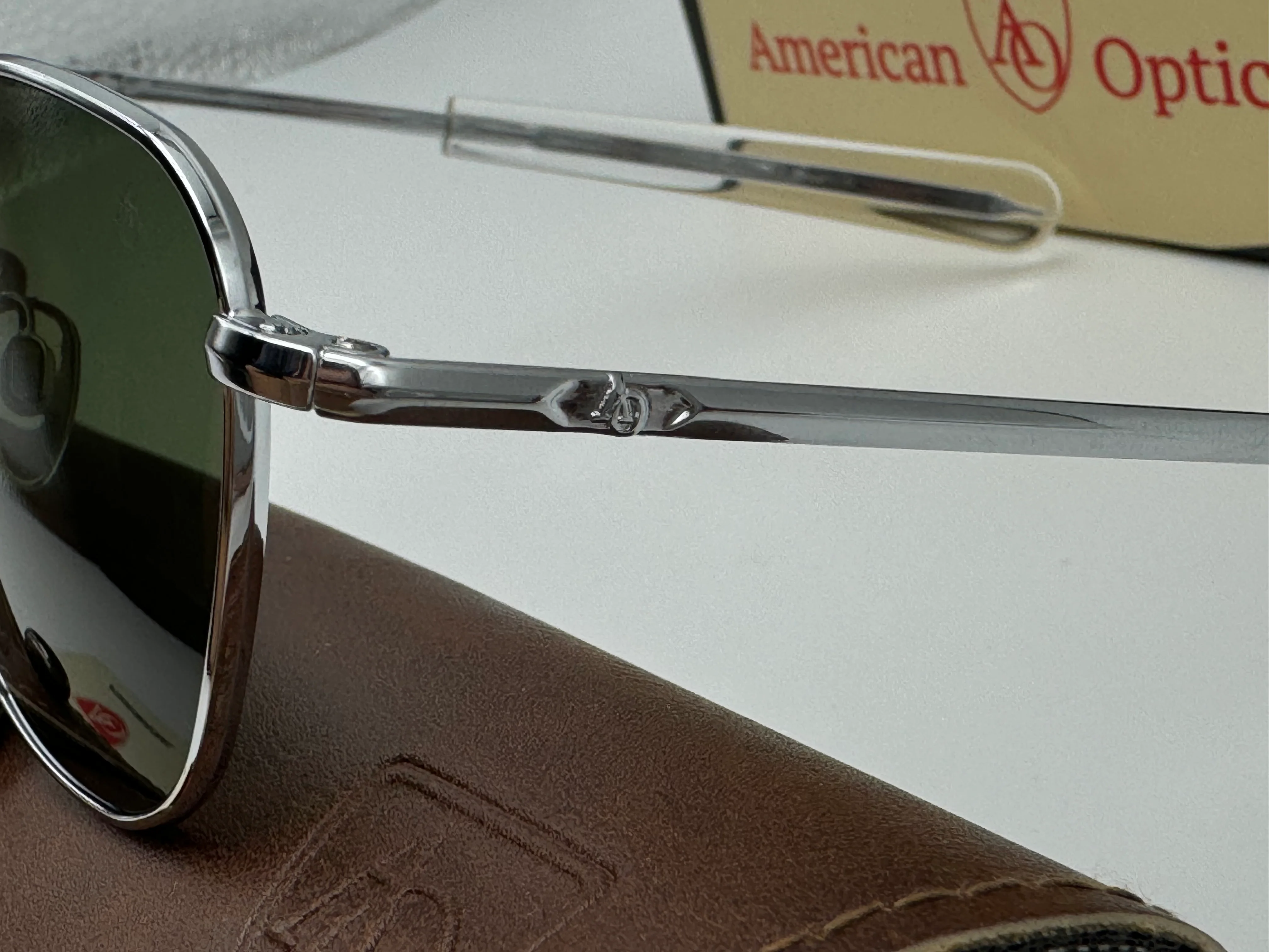American Optical Original Pilot 52mm Silver Frame Calobar / Green SkyMaster Glass USA NEW - Image 9