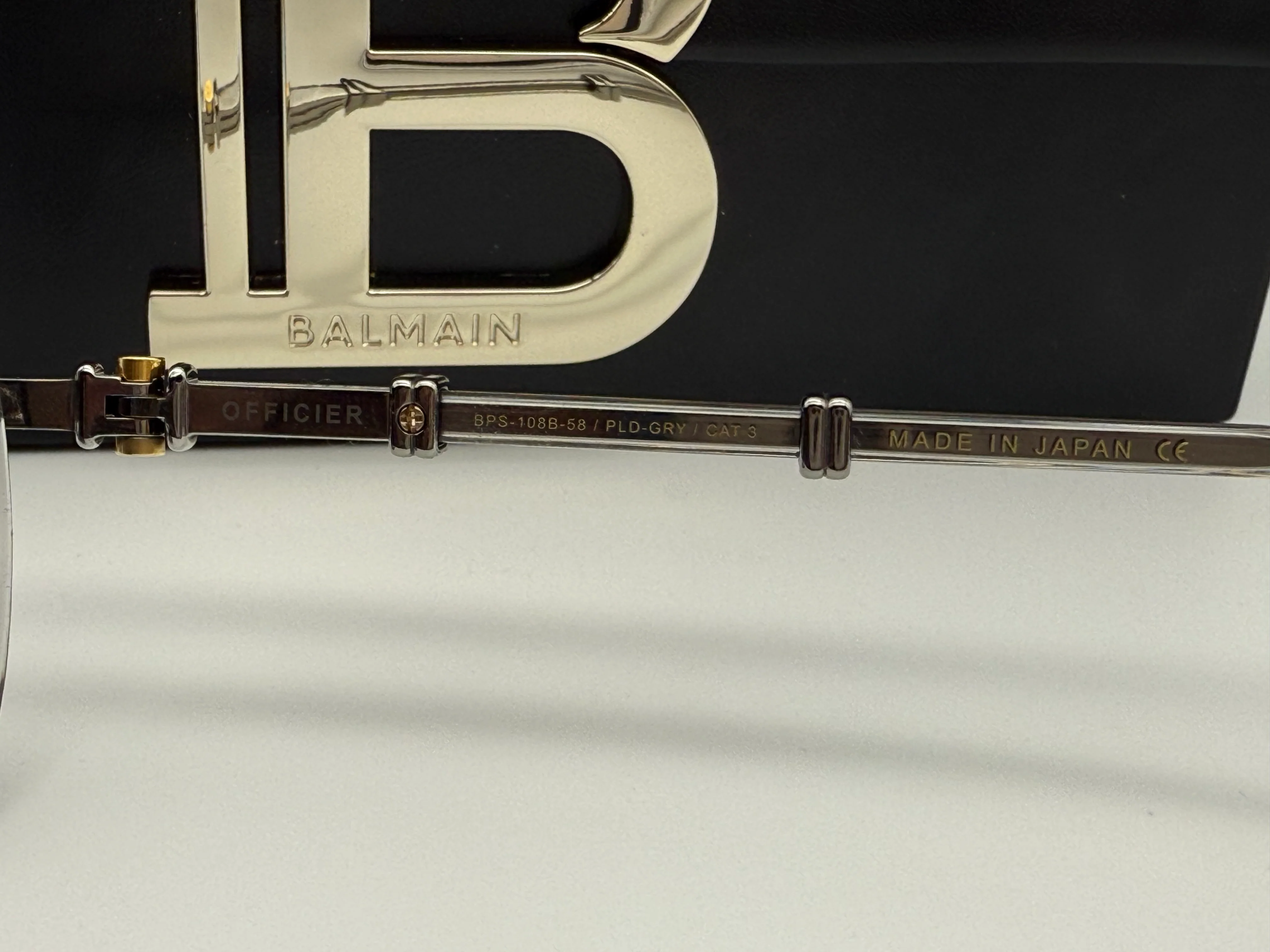 Balmain Paris Officer 58mm BPS-108 Titanium / Palladium Silver Mirror Gray Lens Japan Open Box - Image 6
