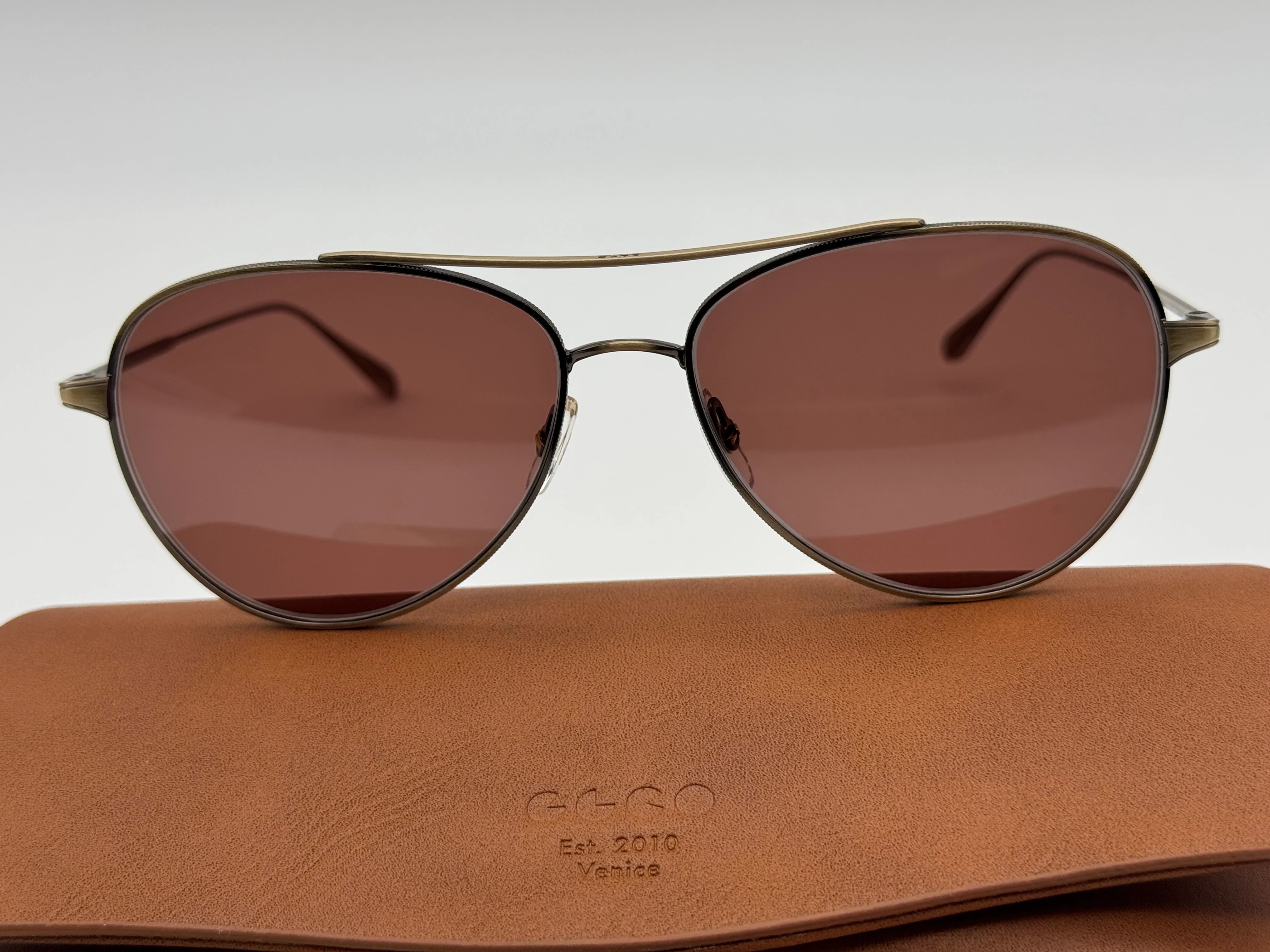Garrett Leight CULVER SUN 56mm Semi / Flat Redwood Pilot BG NEW - Image 3