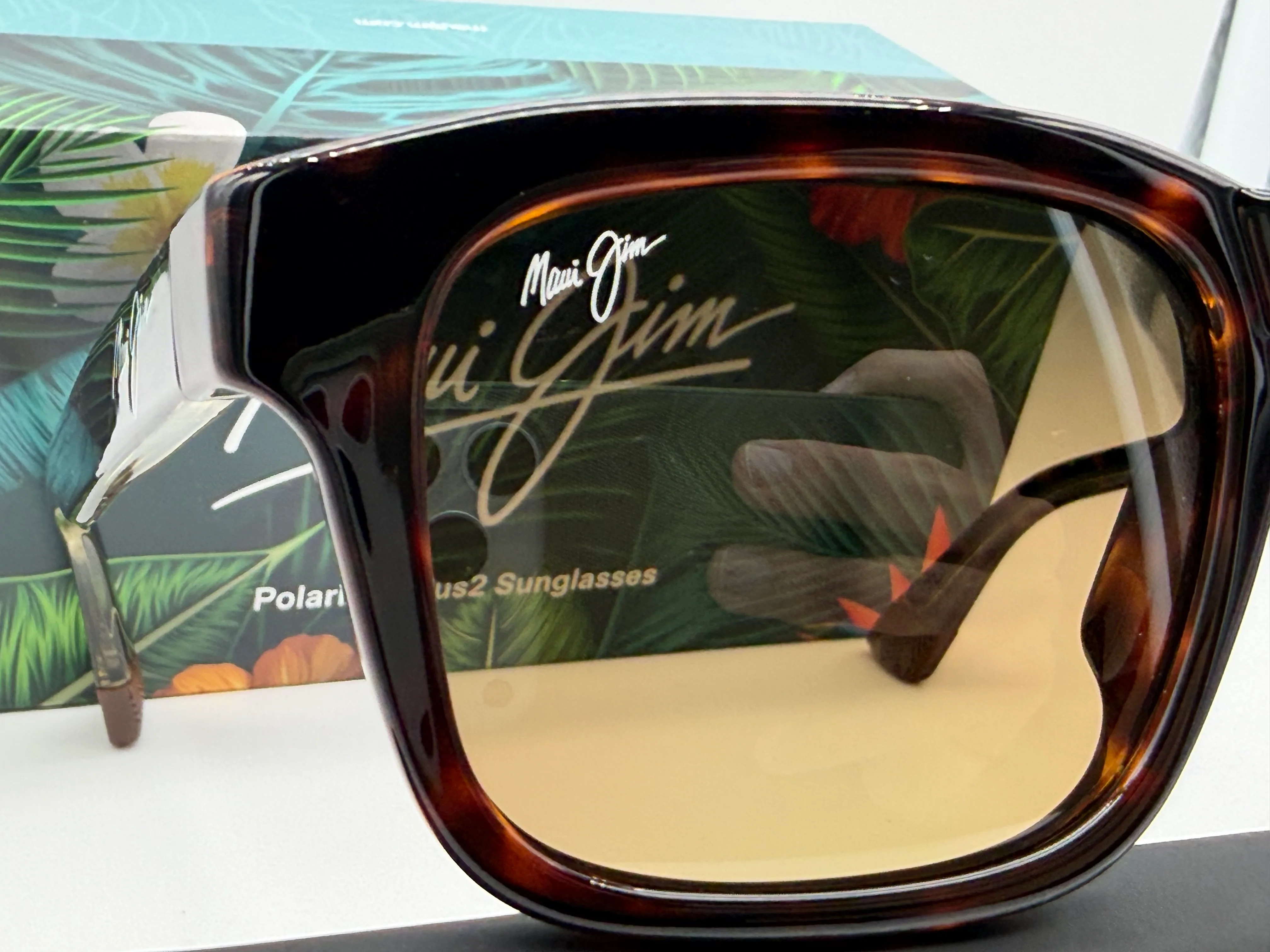 Maui Jim Maluhua 52mm Shiny Dark Havana / Transparent Yellow / HCL Bronze Super Thin Glass Lens Itlay NEW - Image 3