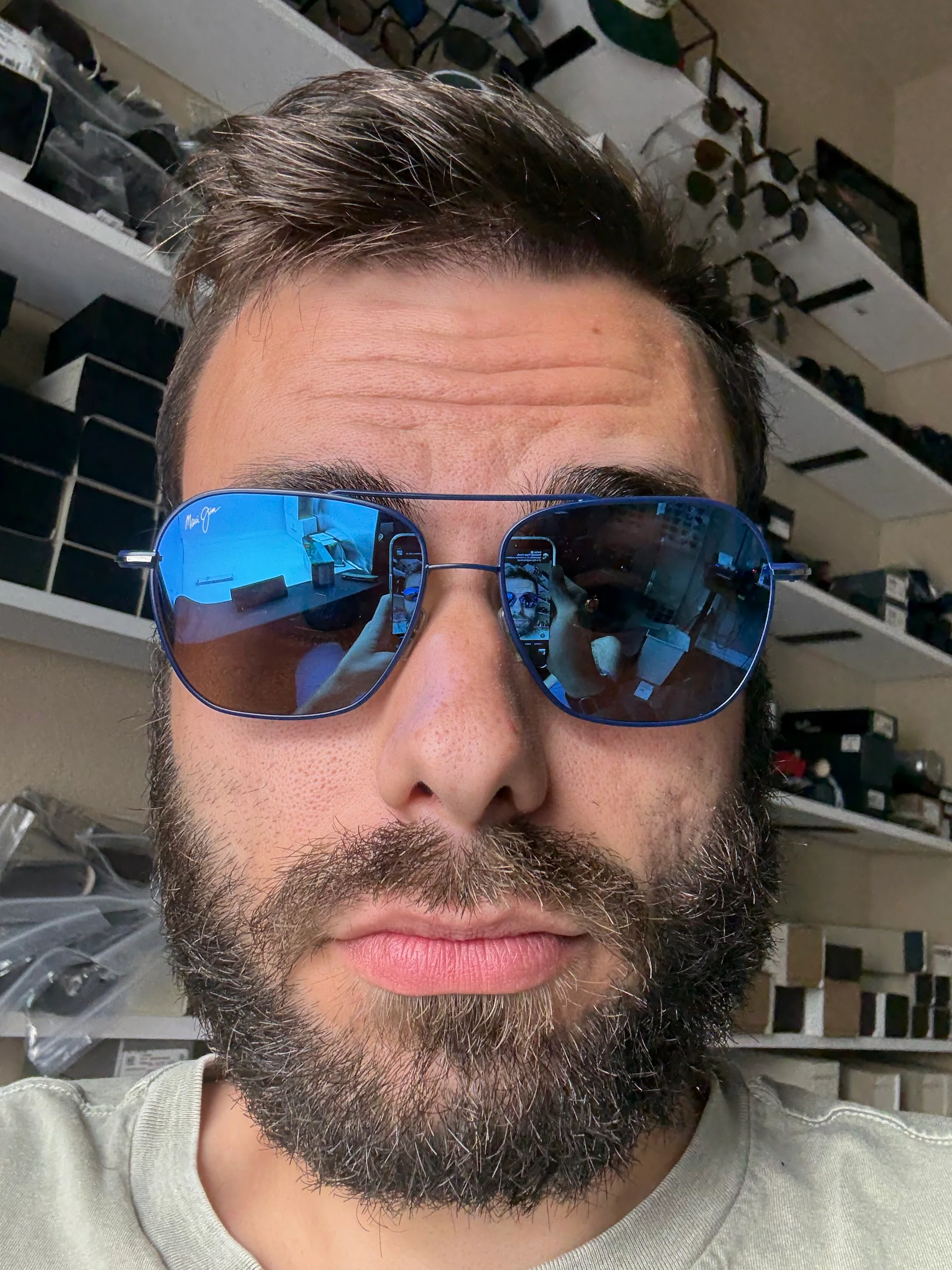 Maui Jim Mano 57mm Dark Navy w/ Silver Stripe / Blue Hawaii Polarized Glass Lens Italy NEW - Image 9