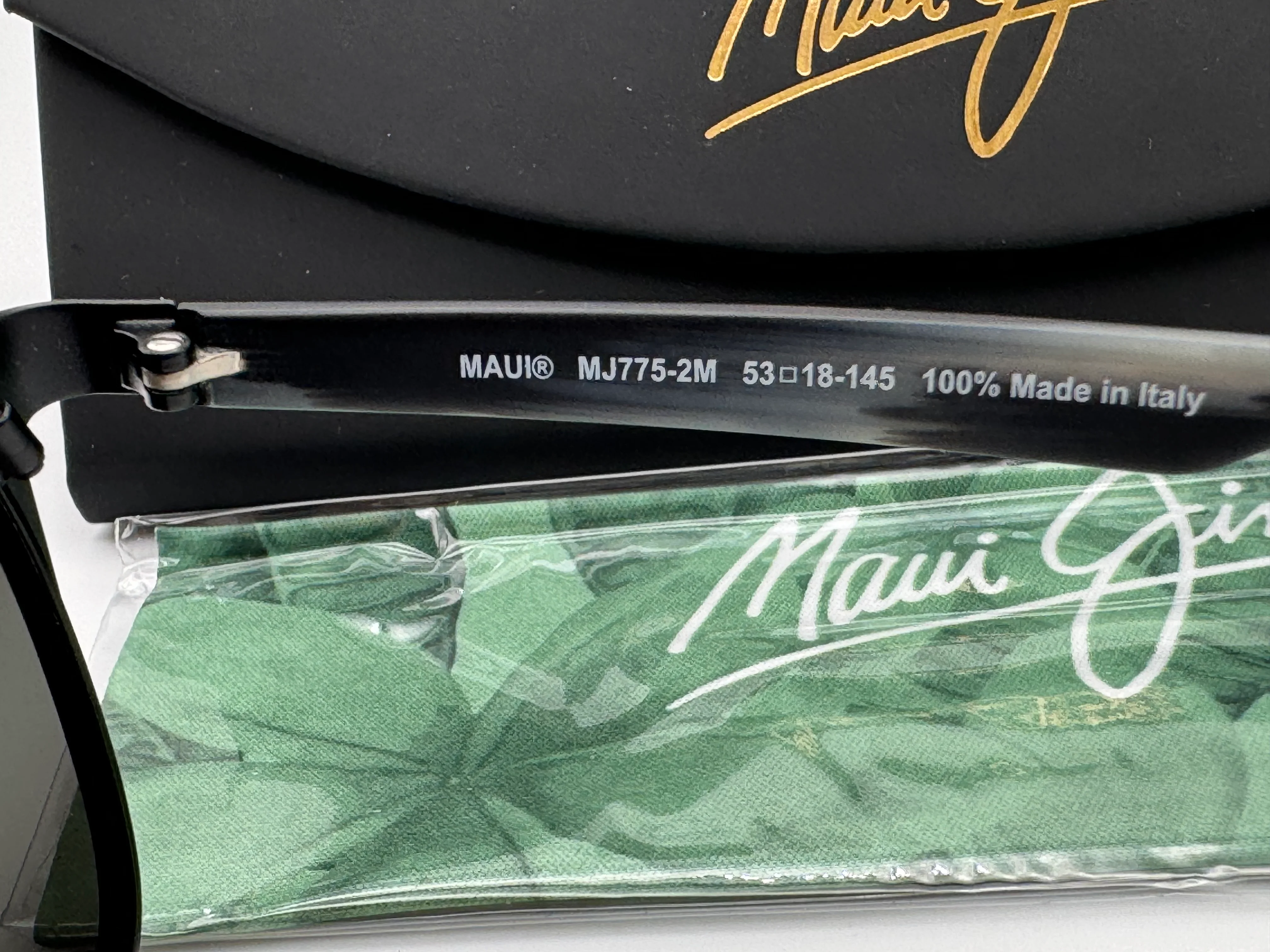 Maui Jim Naupaka 53mm MJ775-2M Satin Black Square Super Thin Glass Neutral Gray Sunglasses Frames Italy NEW missing Box - Image 4