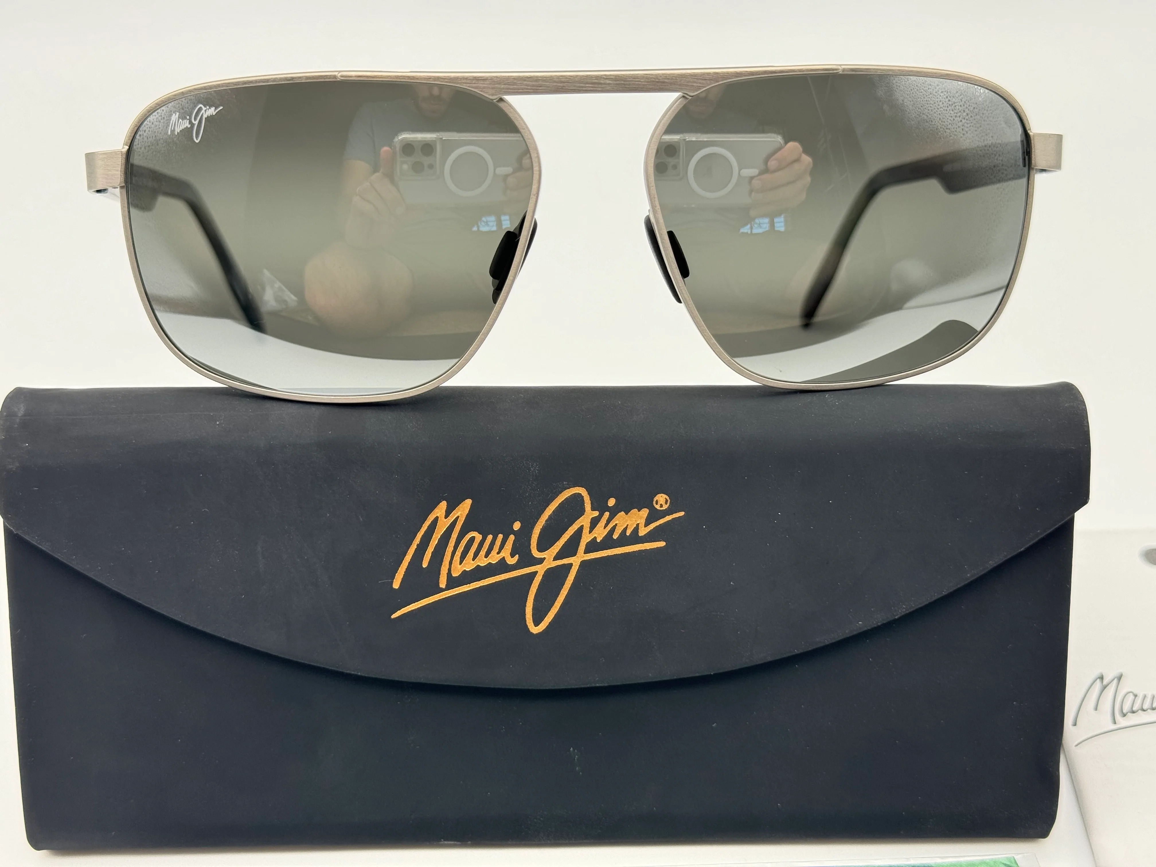 Maui Jim WAIHEE RIDGE 60mm Nurtural Grey Polarized Super Thin Glass Lens Brushed Matte Silver Sunglass 777-14 Missing Box New - Image 2