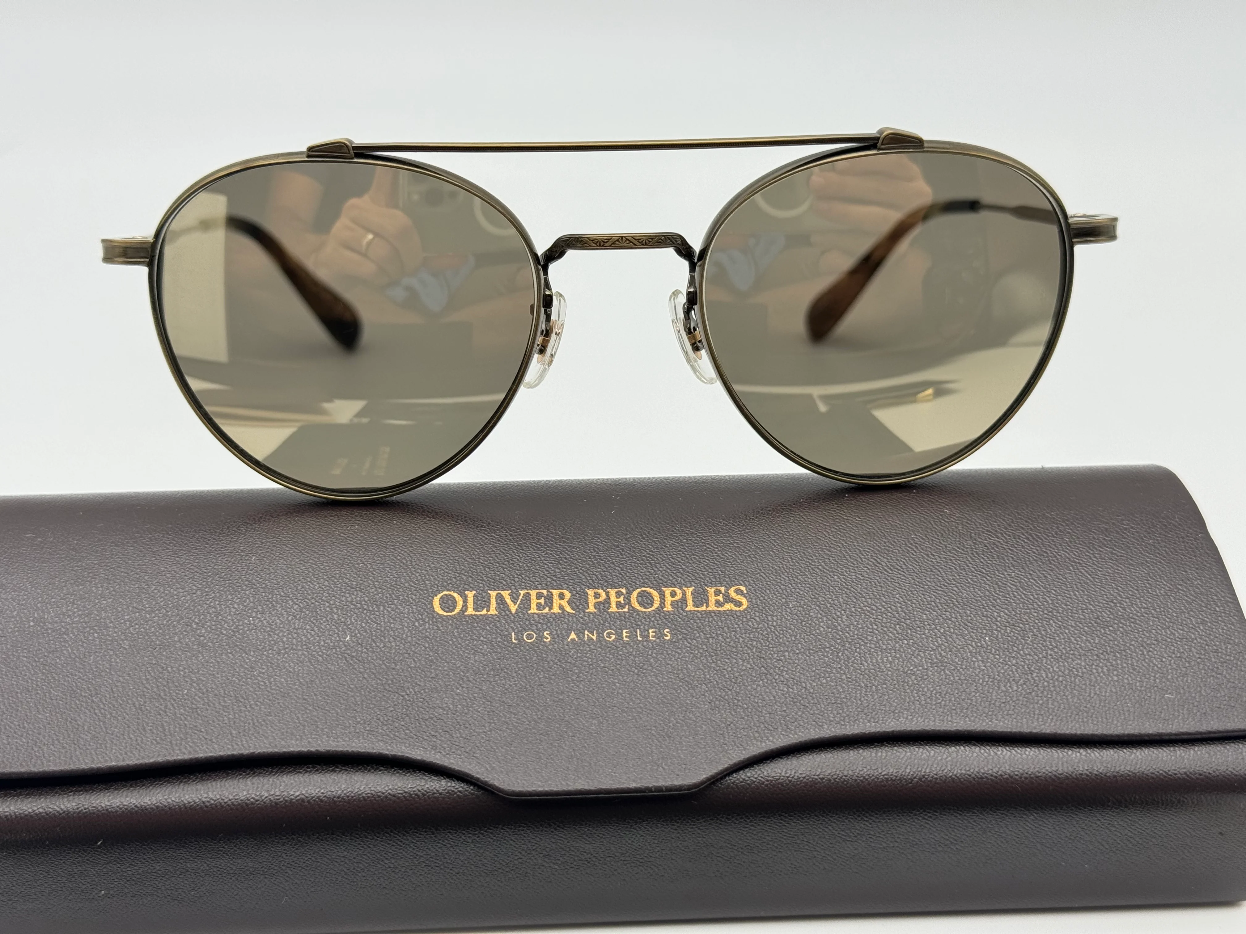 Oliver Peoples Sunglasses Watts Sun 49mm Aviator Gold Titanium OV 1223 ST 51246G NEW - Image 4