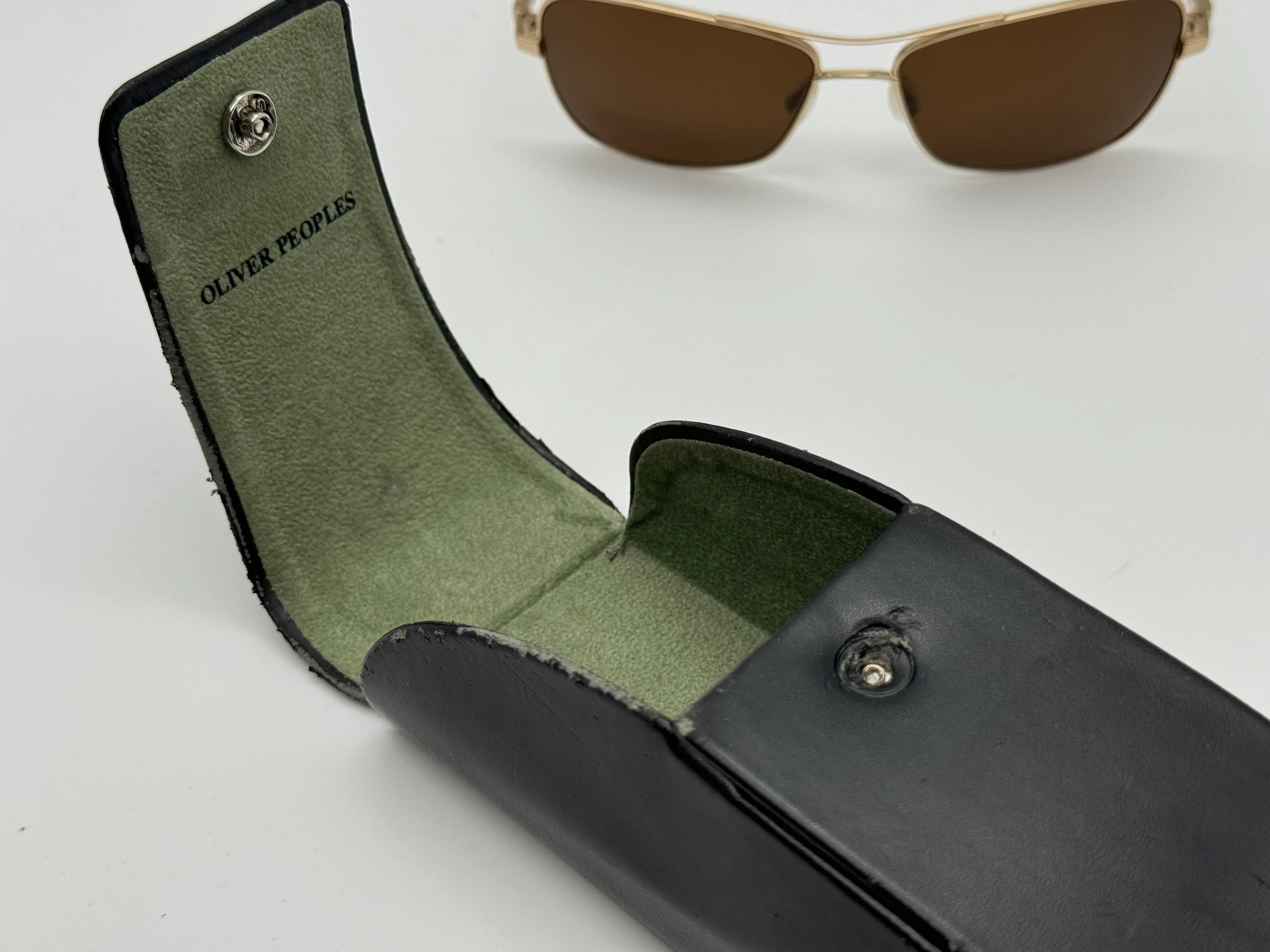 Oliver Peoples Sanford 57mm OV 1130 5132 / R9 VFX Polarized Lens Gold / Java Japan Preowned - Image 6