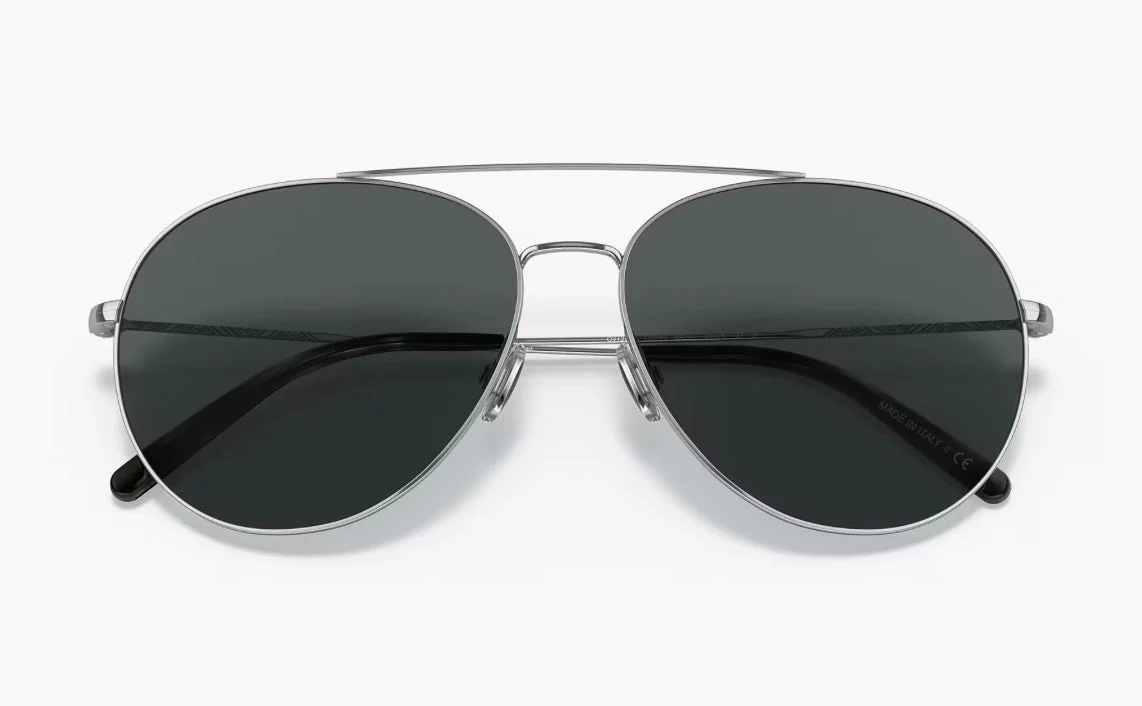 Oliver Peoples Airdale Aviator 58mm Midnight Express / Silver OV 1286s 5036P2 Polarized MSRP $511 NEW - Image 3