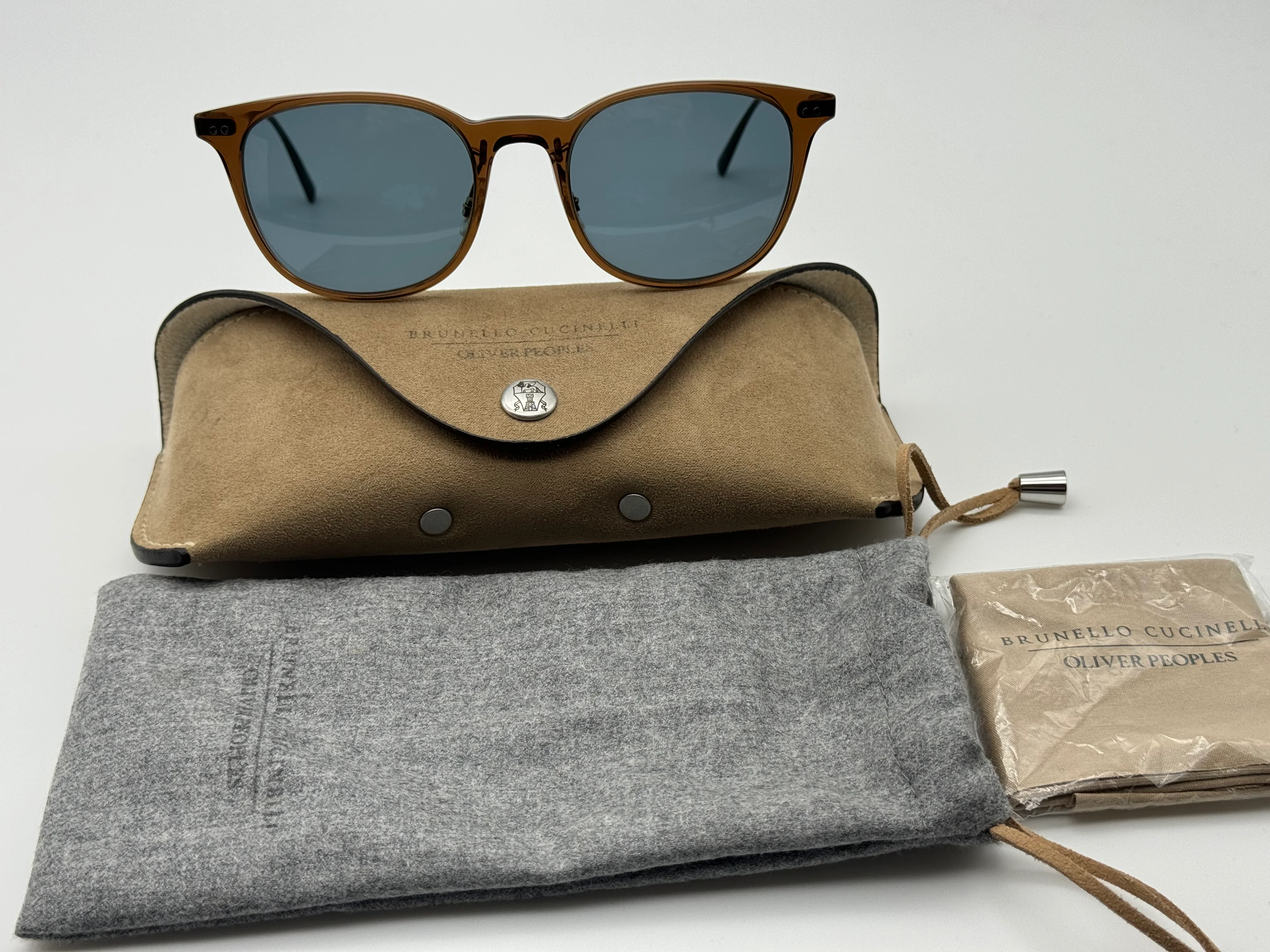 Oliver Peoples Brunello Cucinelli Gerardo 51mm OV 5482S 1738R8 Translucent Brown/Indigo Photochromic Sunglasses Preowned - Image 2