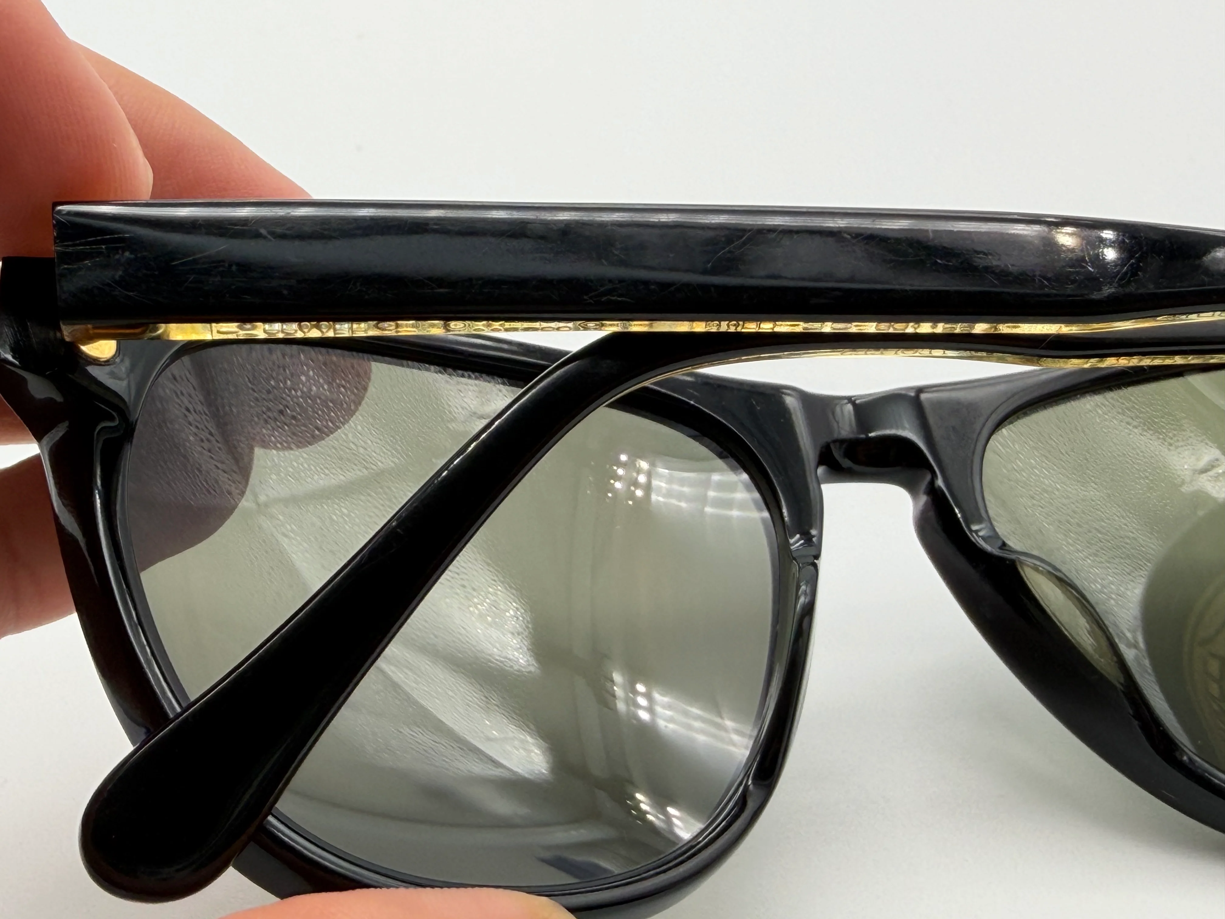 Oliver Peoples Daddy B. 58mm 1st Gen OV 5091S 4590 Black Gold / Green Japan Preowned - Image 7