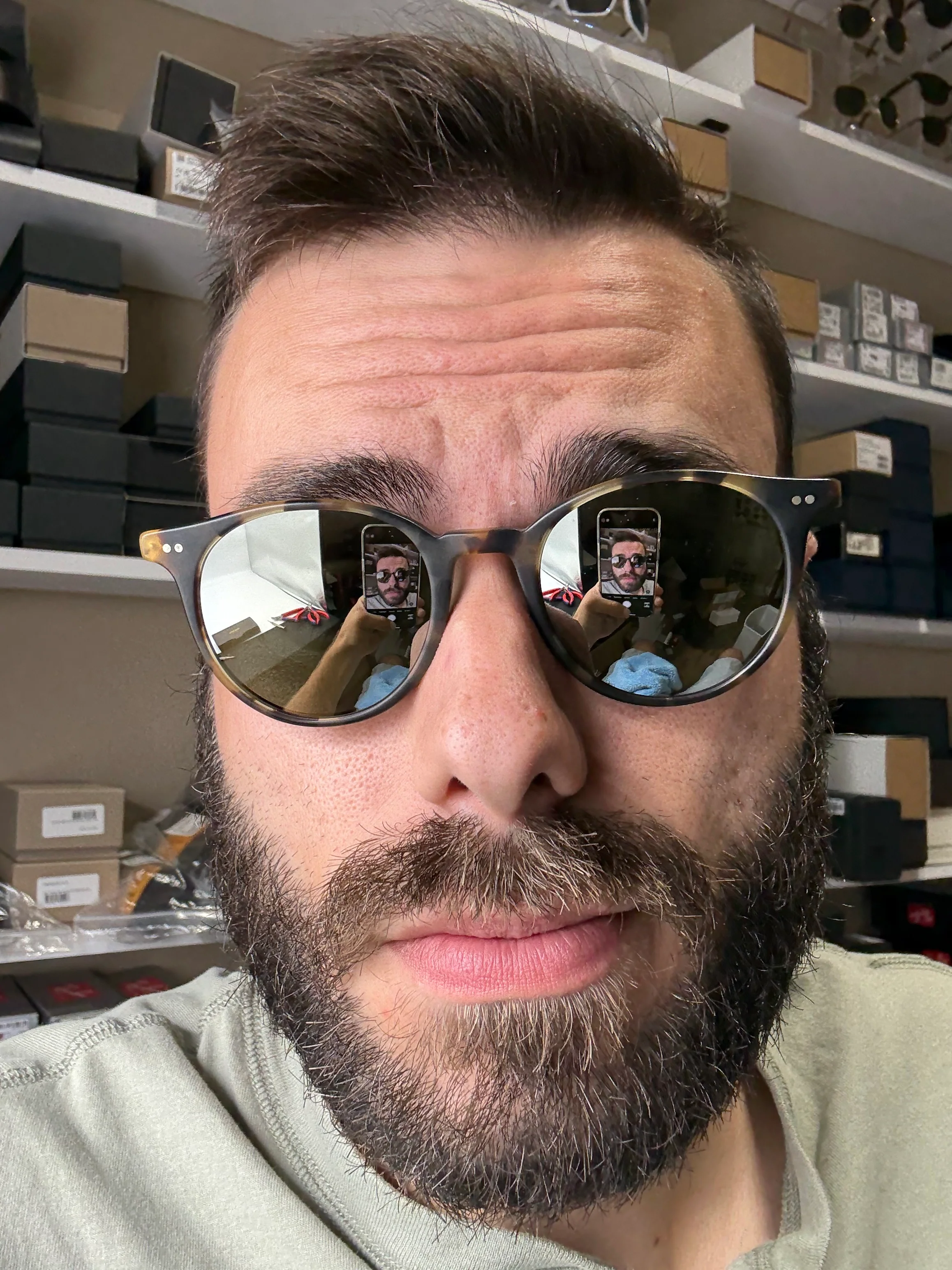 Oliver Peoples DELRAY SUN 48mm OV 5314 SU Semi tortoise semi matte black / Mirror Silver Italy Preowned - Image 14