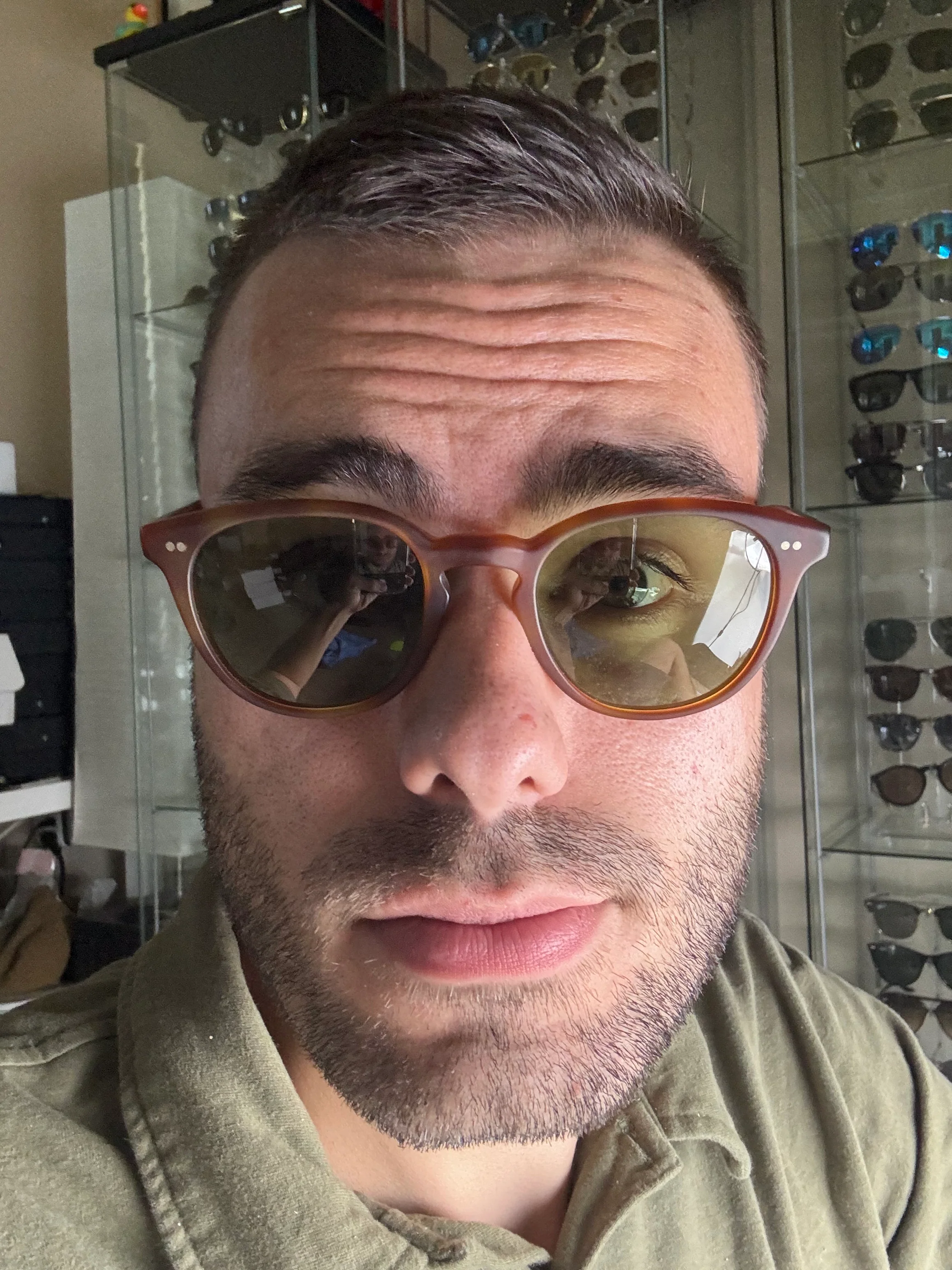 Oliver Peoples Desmon 48mm Matte Light Brown / Vibrant Green Sunglasses OV 5454 SU 14834E Italy NEW - Image 13