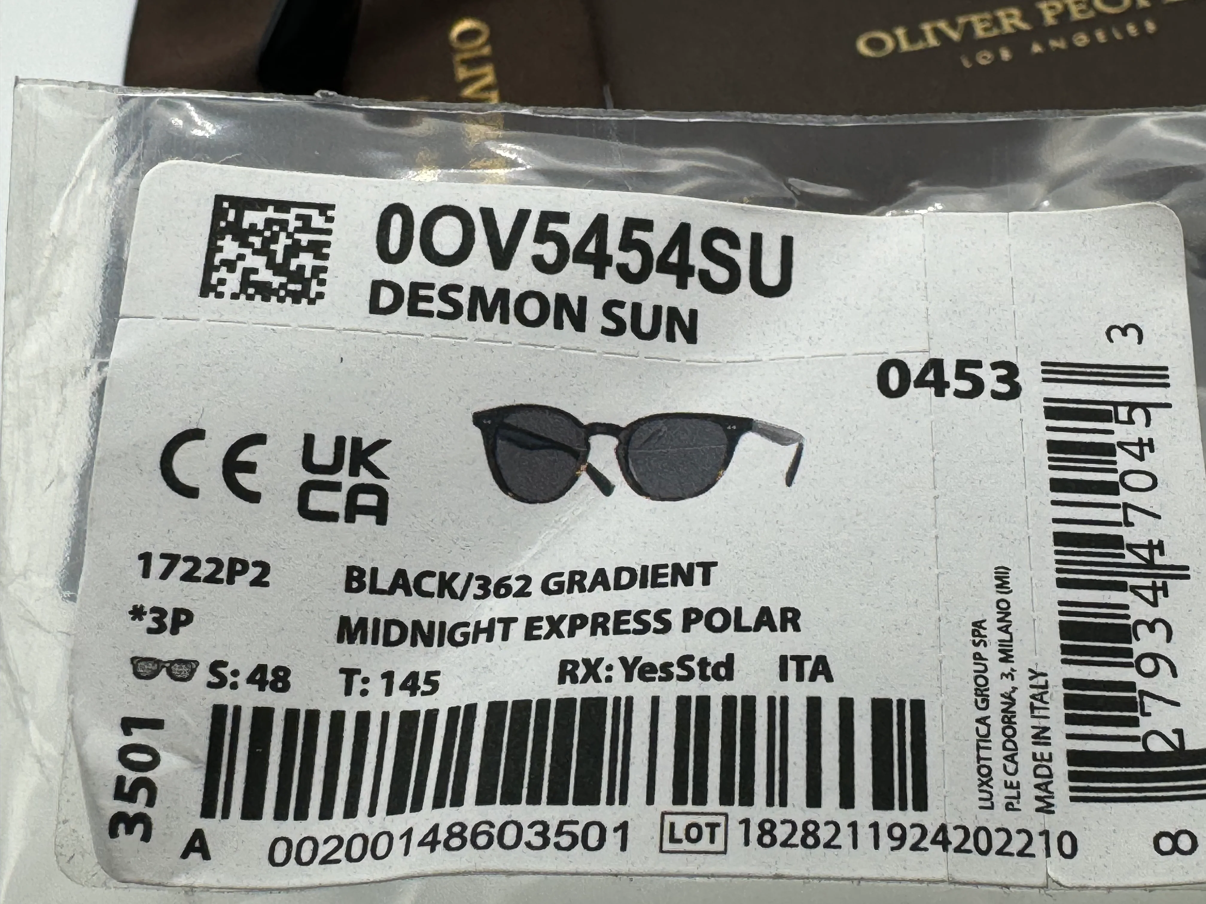 Oliver Peoples Desmon Sun 48mm OV 5454 Black / 362 Gradient / Midnight Express Polarized 1722P2 Italy NEW - Image 13