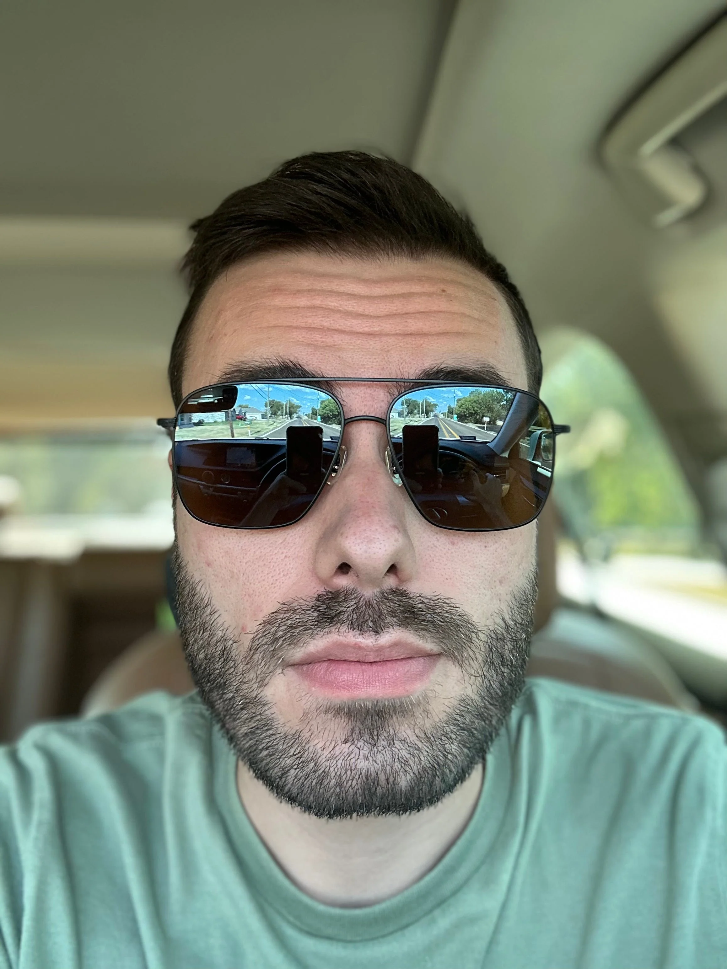 Oliver Peoples Dresner 56mm OV 1320 ST Titanium 5062G8 Matte Black/Cognac Mirrored Sunglasses Japan Preowned - Image 16