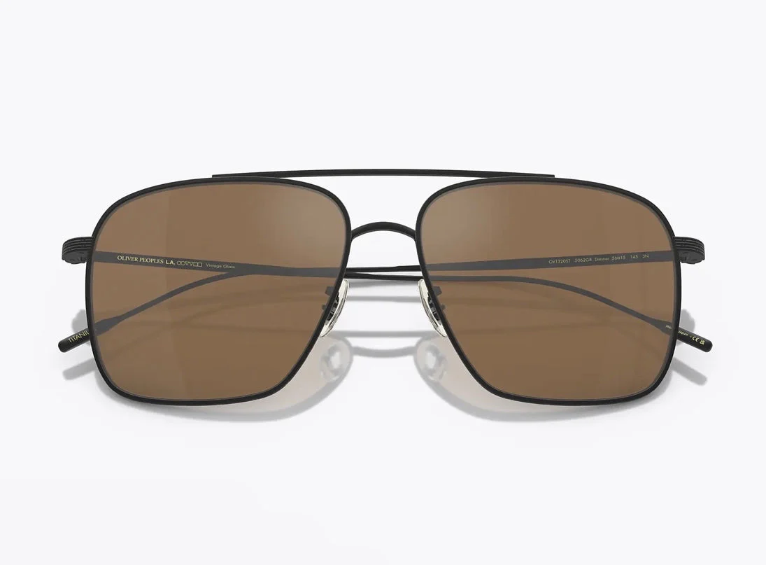 Oliver Peoples Dresner 56mm OV 1320 ST Titanium 5062G8 Matte Black/Cognac Mirrored Sunglasses Japan Preowned - Image 2