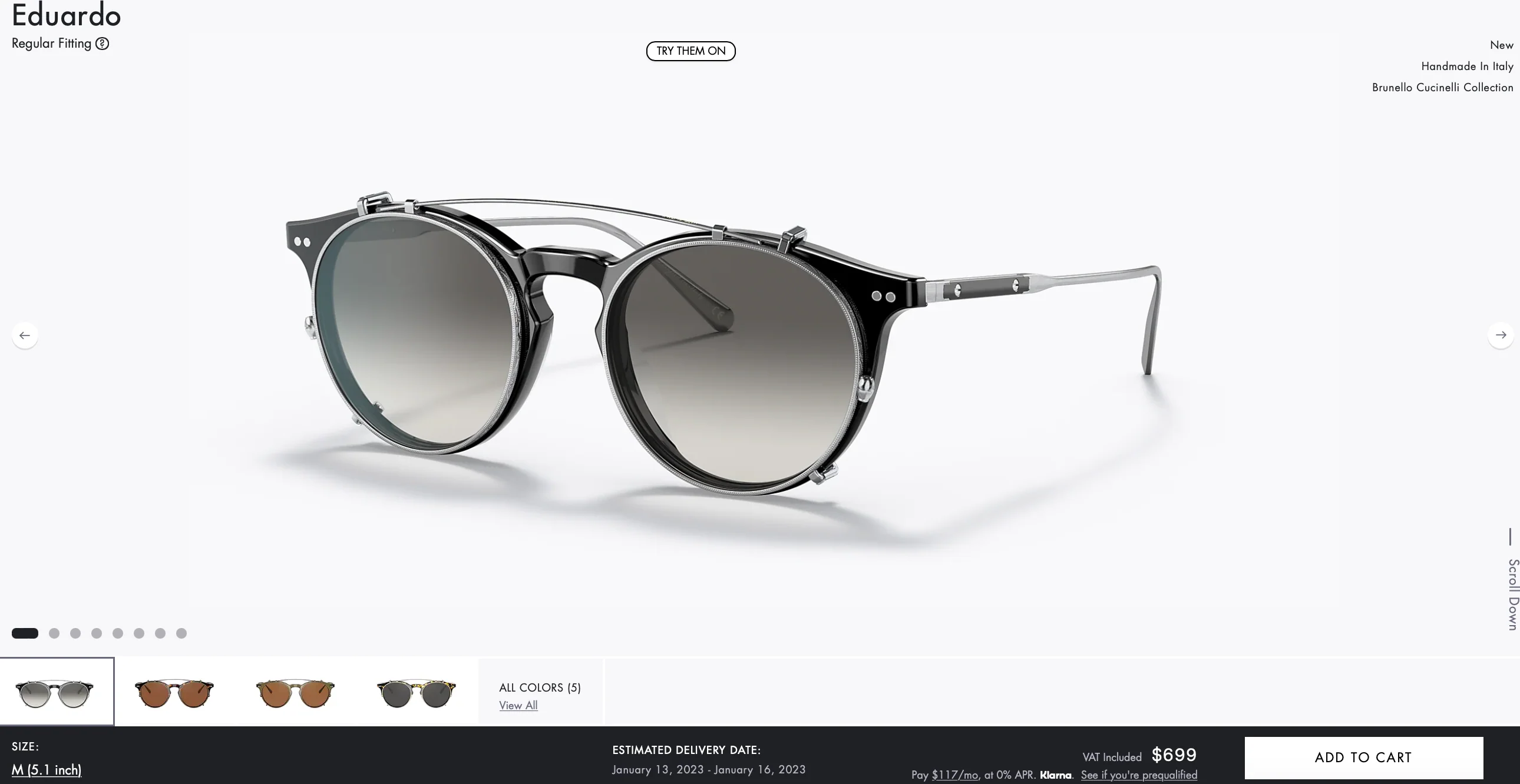 Oliver Peoples Eduardo Black Shale Gradient OV5483M 100511 48mm Sunglasses New - Image 8