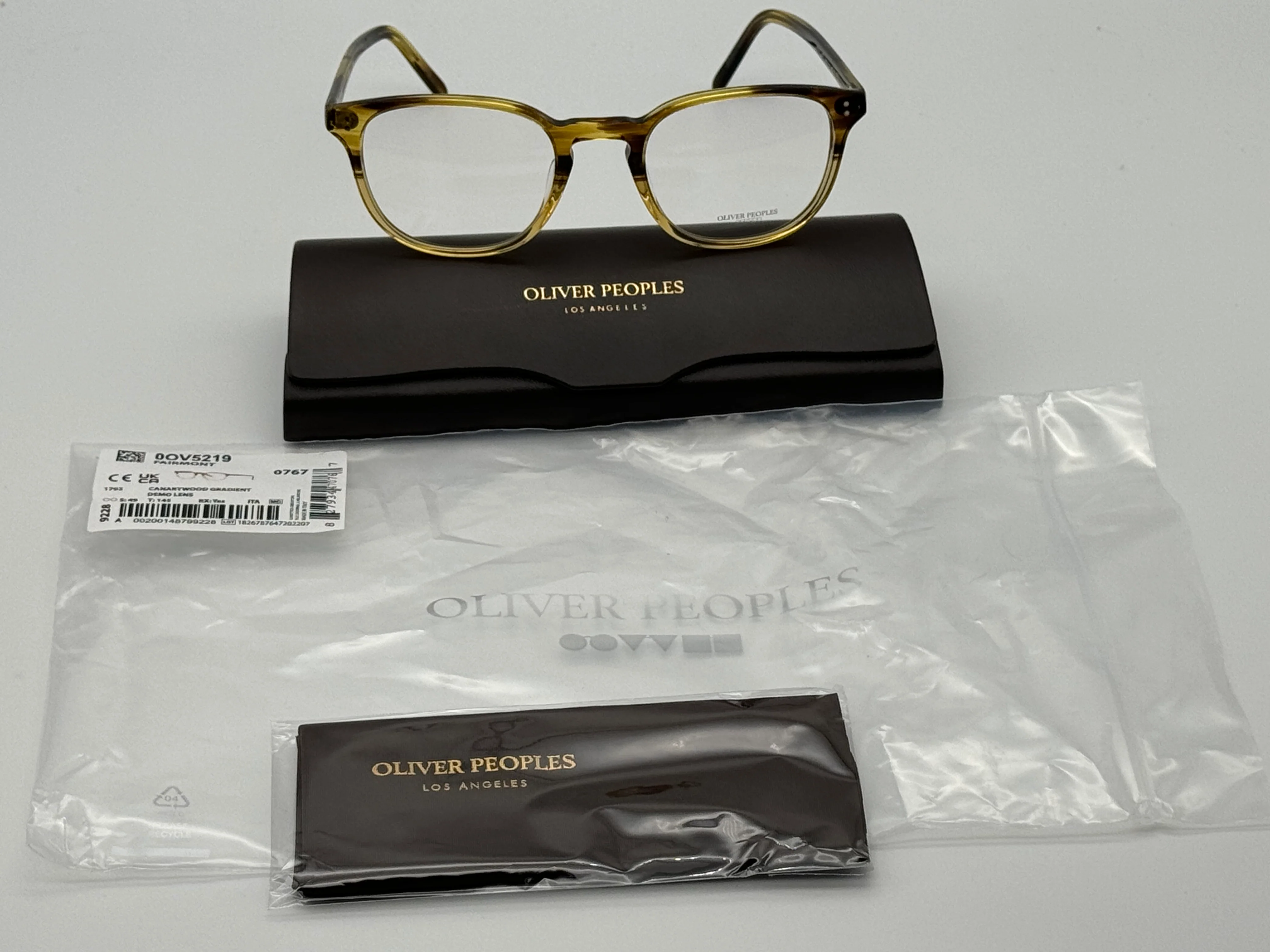 Oliver Peoples Fairmont 49mm Canarywood Gradient Eyeglasses OV 5219 1703 Italy NEW - Image 3