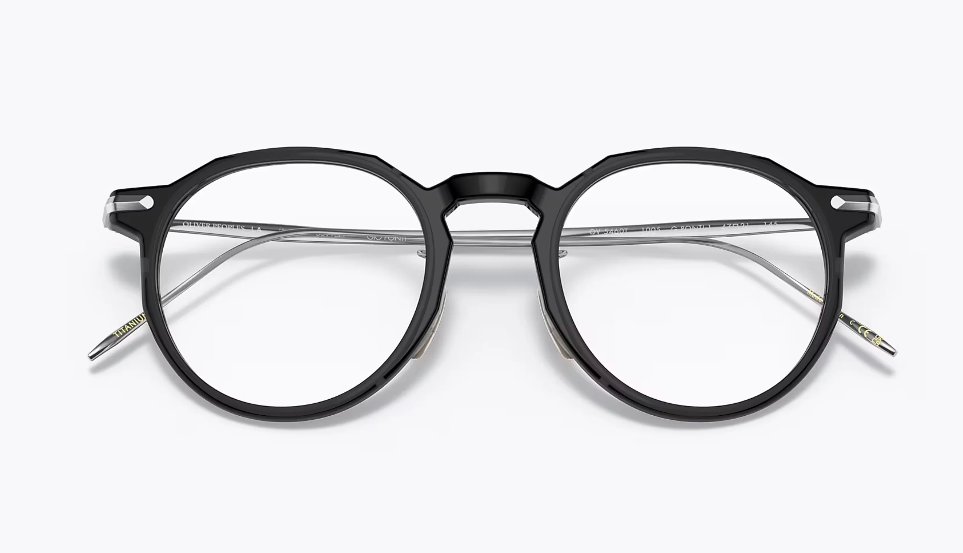 Oliver Peoples G Ponti 1 OV 5460 1005 47mm Black Silver w/ Burgundy Clip Japan NEW - Image 19