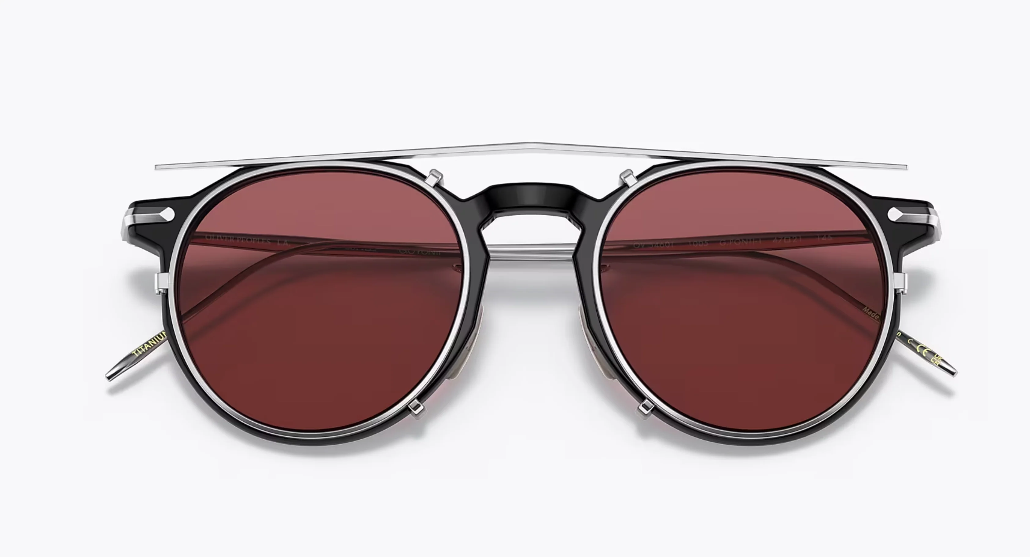 Oliver Peoples G Ponti 1 OV 5460 1005 47mm Black Silver w/ Burgundy Clip Japan NEW - Image 2