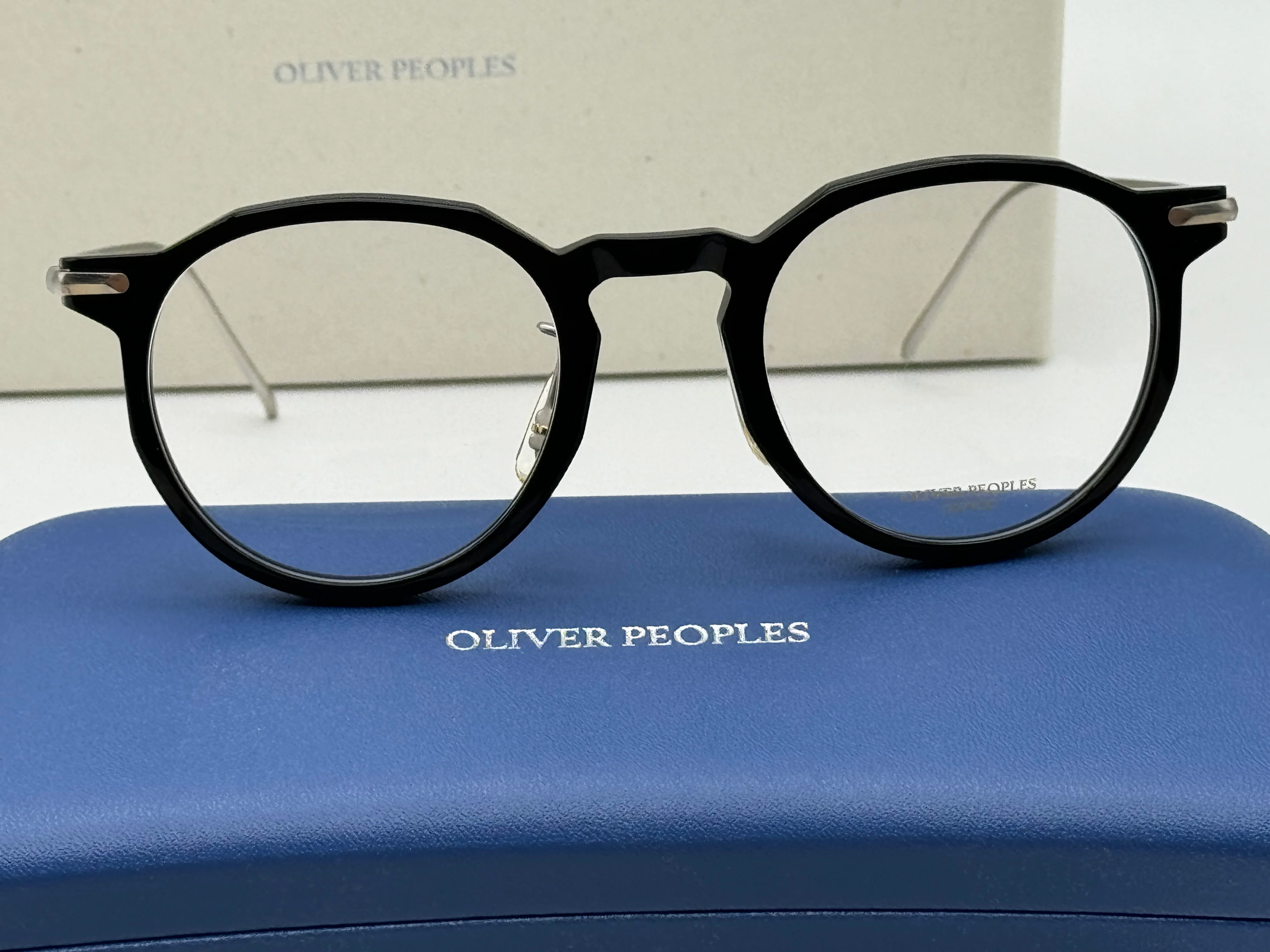 Oliver Peoples G Ponti 1 OV 5460 1005 47mm Black Silver w/ Burgundy Clip Japan NEW - Image 5