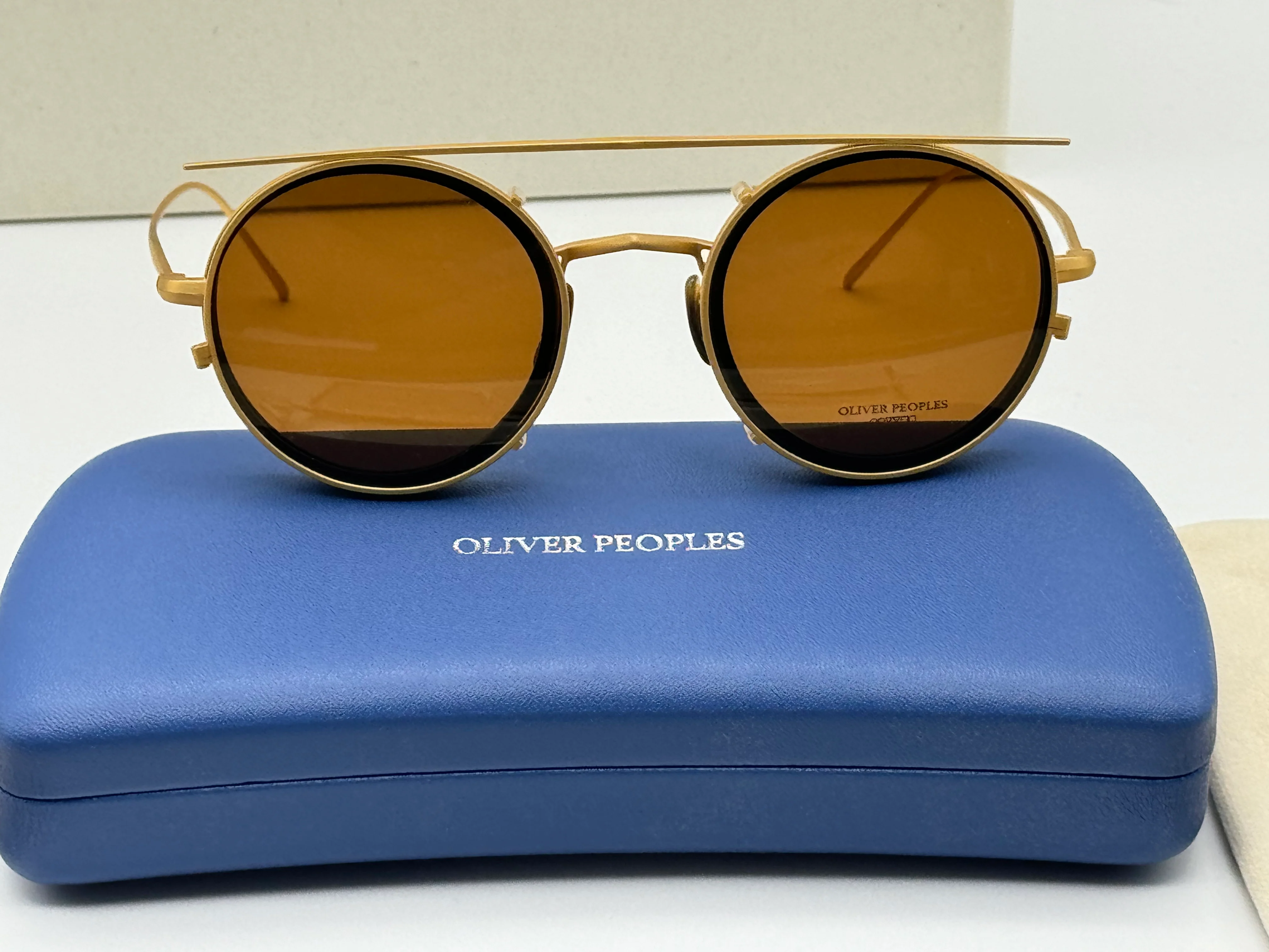 Oliver Peoples G. Ponti - 2 46mm OV 1292 T 5414 Brushed Brass / Brown Clip Japan NEW - Image 5