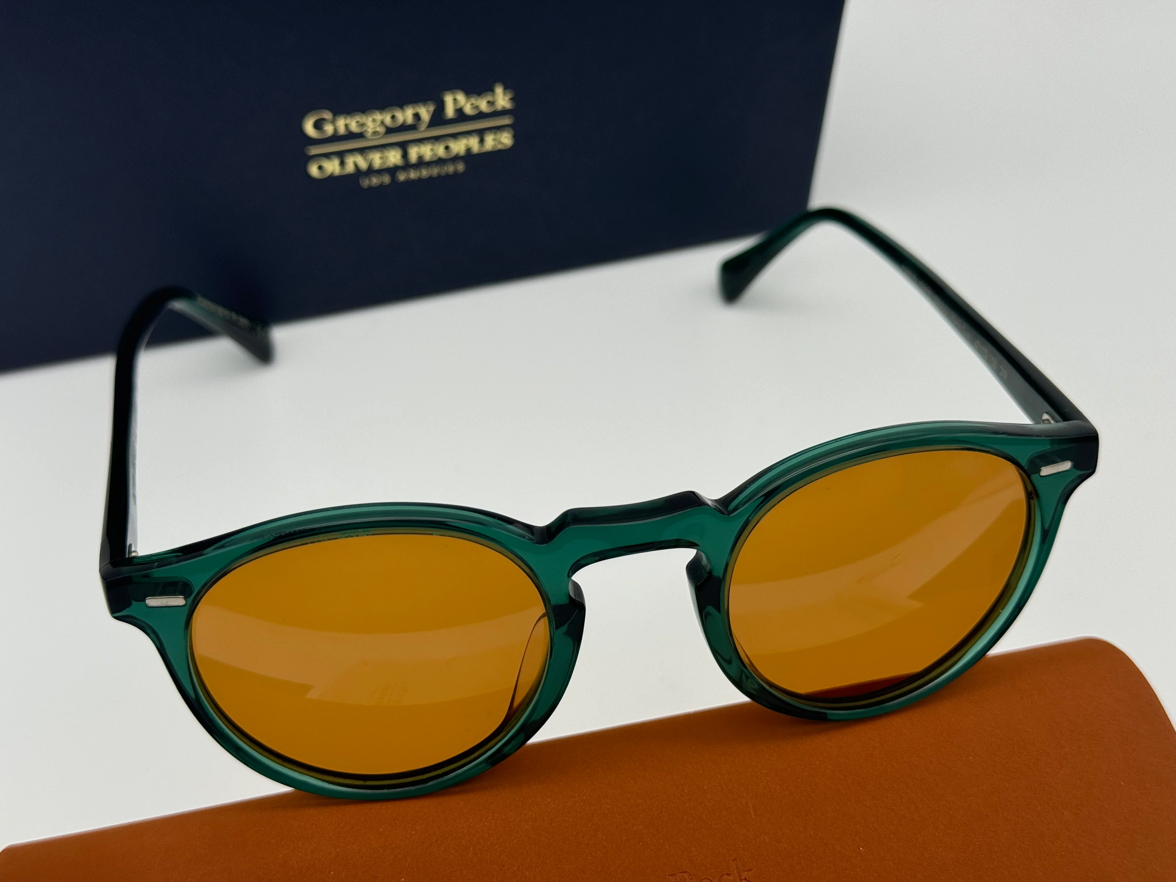 Oliver Peoples Gregory Peck Sun 50mm 176353 Dark Teal/Cognac Italy NEW - Image 12
