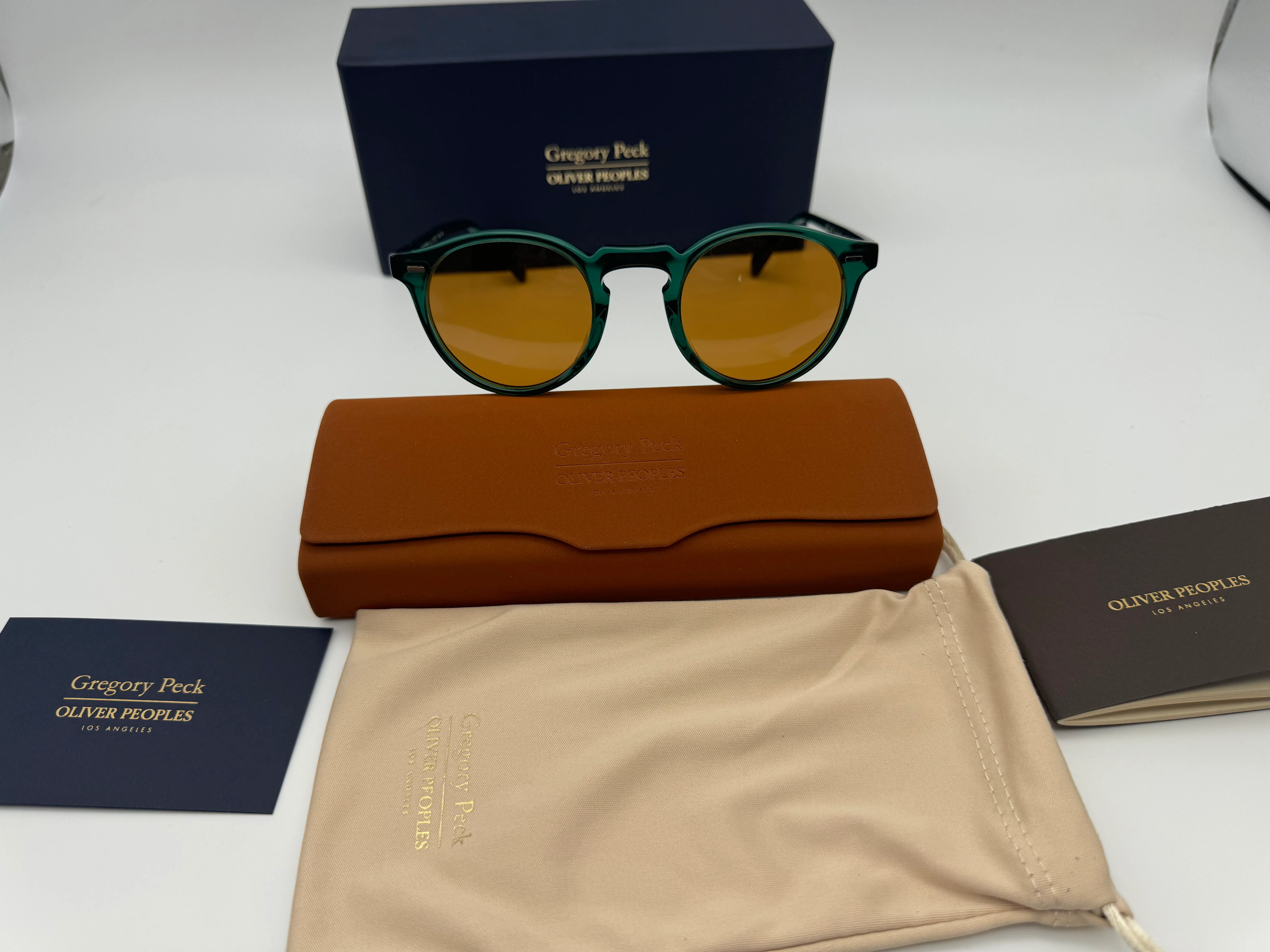 Oliver Peoples Gregory Peck Sun 50mm 176353 Dark Teal/Cognac Italy NEW - Image 4