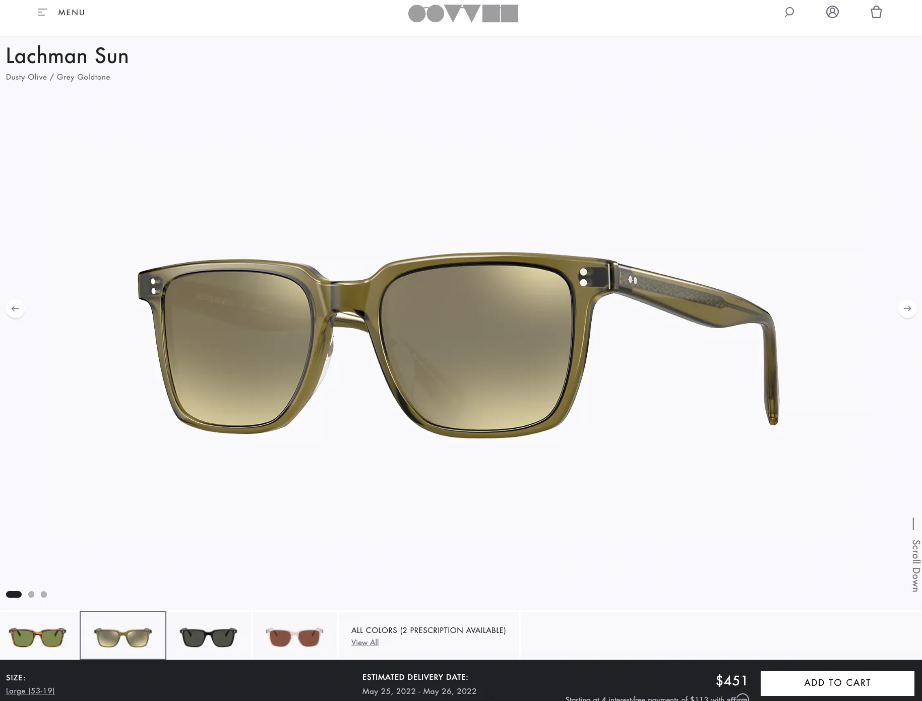 OLIVER PEOPLES LACHMAN SUN Dusty Olive / Grey Goldstone Sunglasses 50mm NEW - Image 9