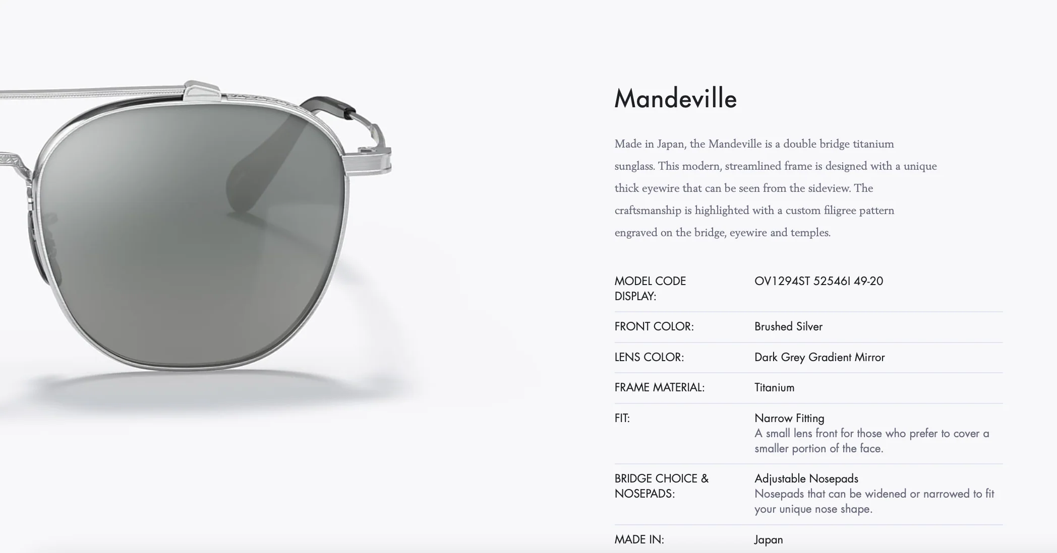 Oliver Peoples Mandeville 49mm Double Bridge Titanium OV1294ST Made In Japan NEW - Image 4
