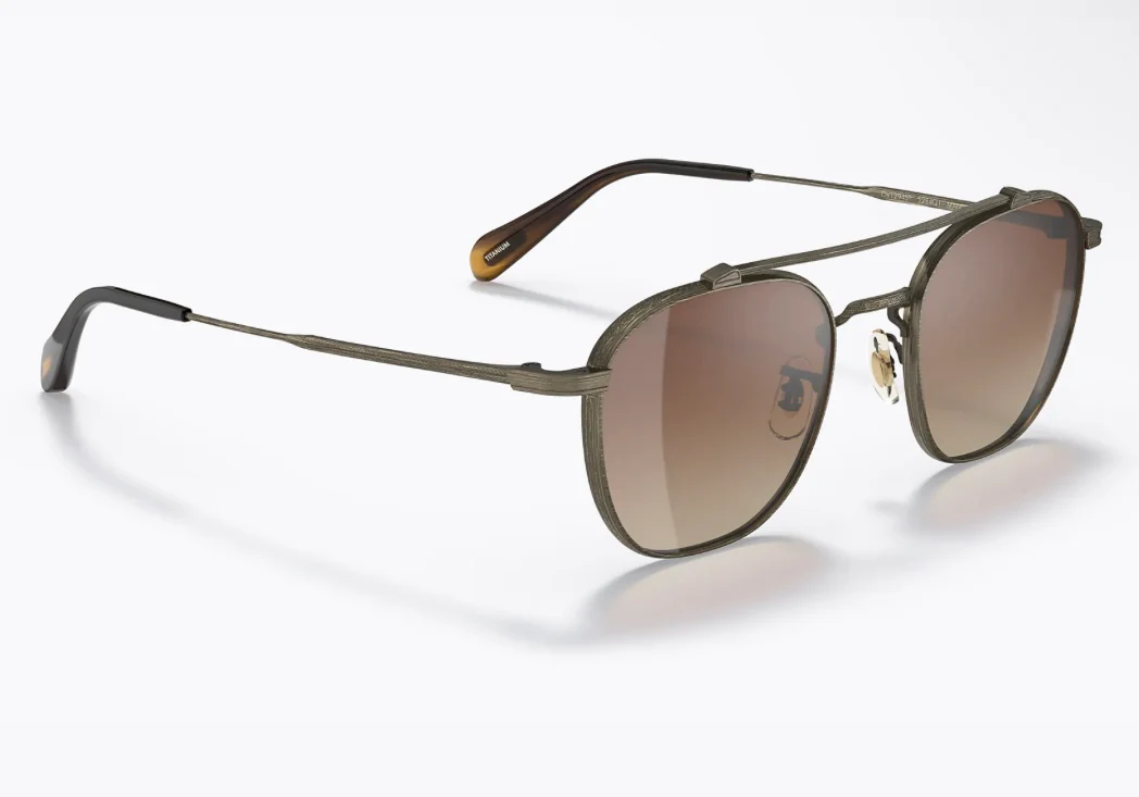 Oliver Peoples Mandeville 49mm Antique Gold Dark Brown Gradient OV1294ST NEW - Image 3