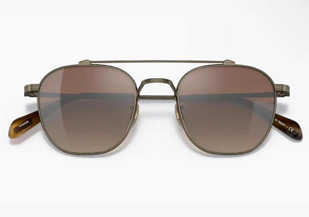 Oliver Peoples Mandeville 49mm Antique Gold Dark Brown Gradient OV1294ST NEW - Image 4