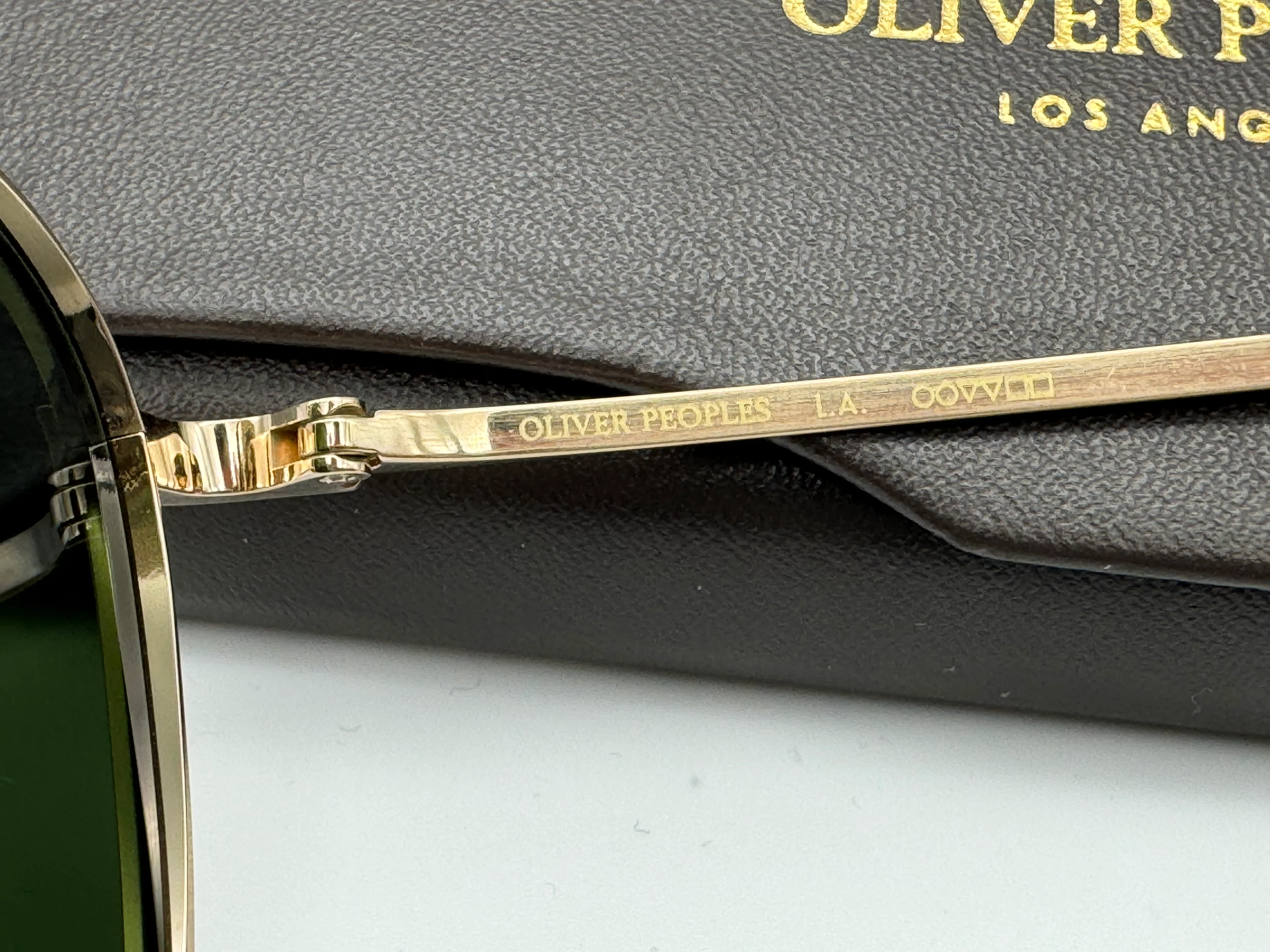 Oliver Peoples MANDEVILLE 49mm OV 1294 ST 531171 Green / Brushed Gold Titanium Sunglasses Japan NEW - Image 7