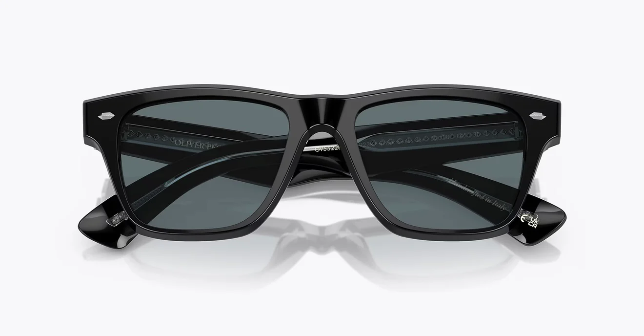 Oliver Peoples Oliver Sixties Sun 52mm OV 5522 SU 14923R Black / Blue Polarized Italy Preowned - Image 3