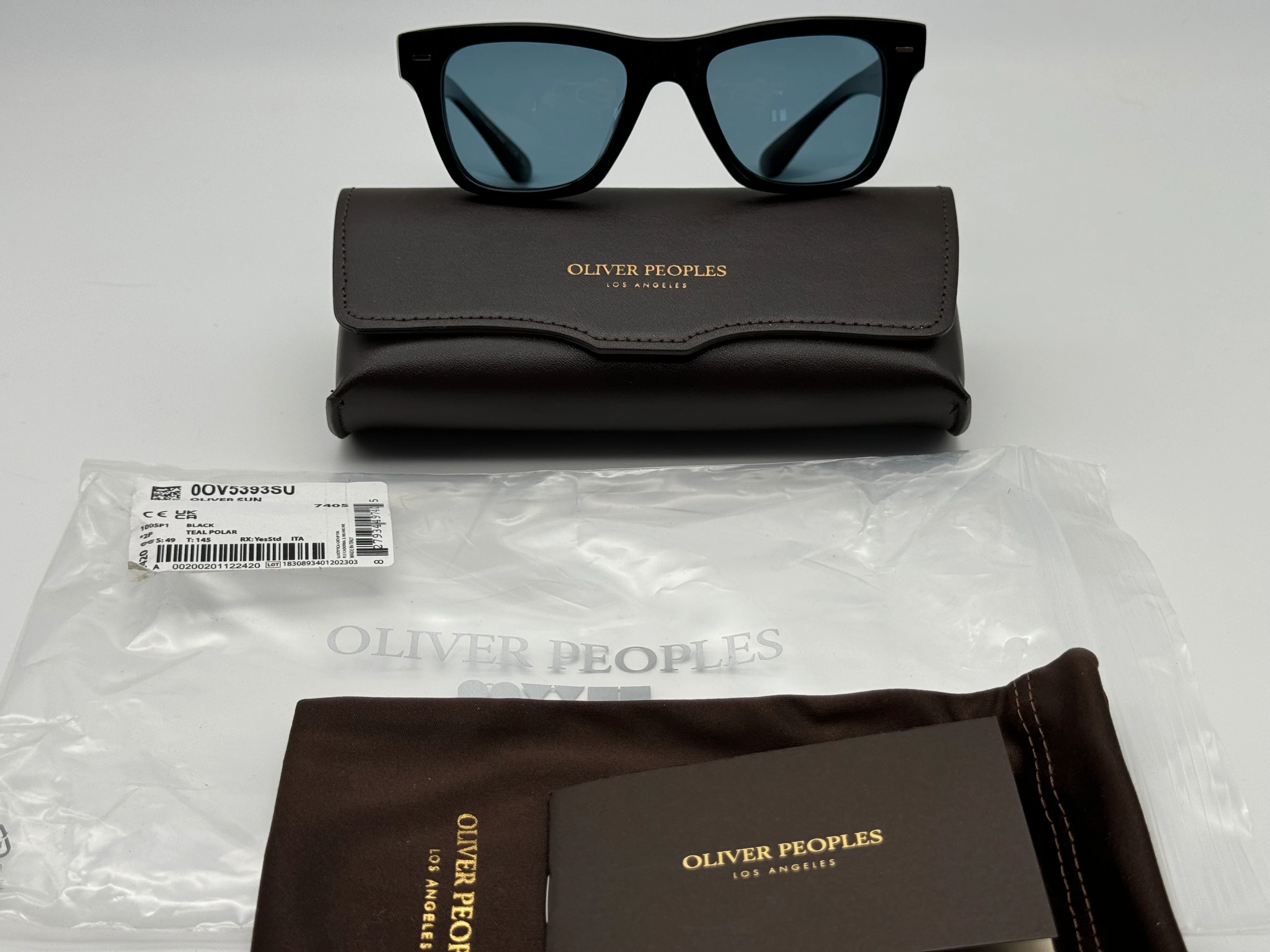 Oliver Peoples Oliver Sun 49mm Limited Edition Black / Teal Polarized OV 5393 SU 1005P1 Italy Defect - Image 6