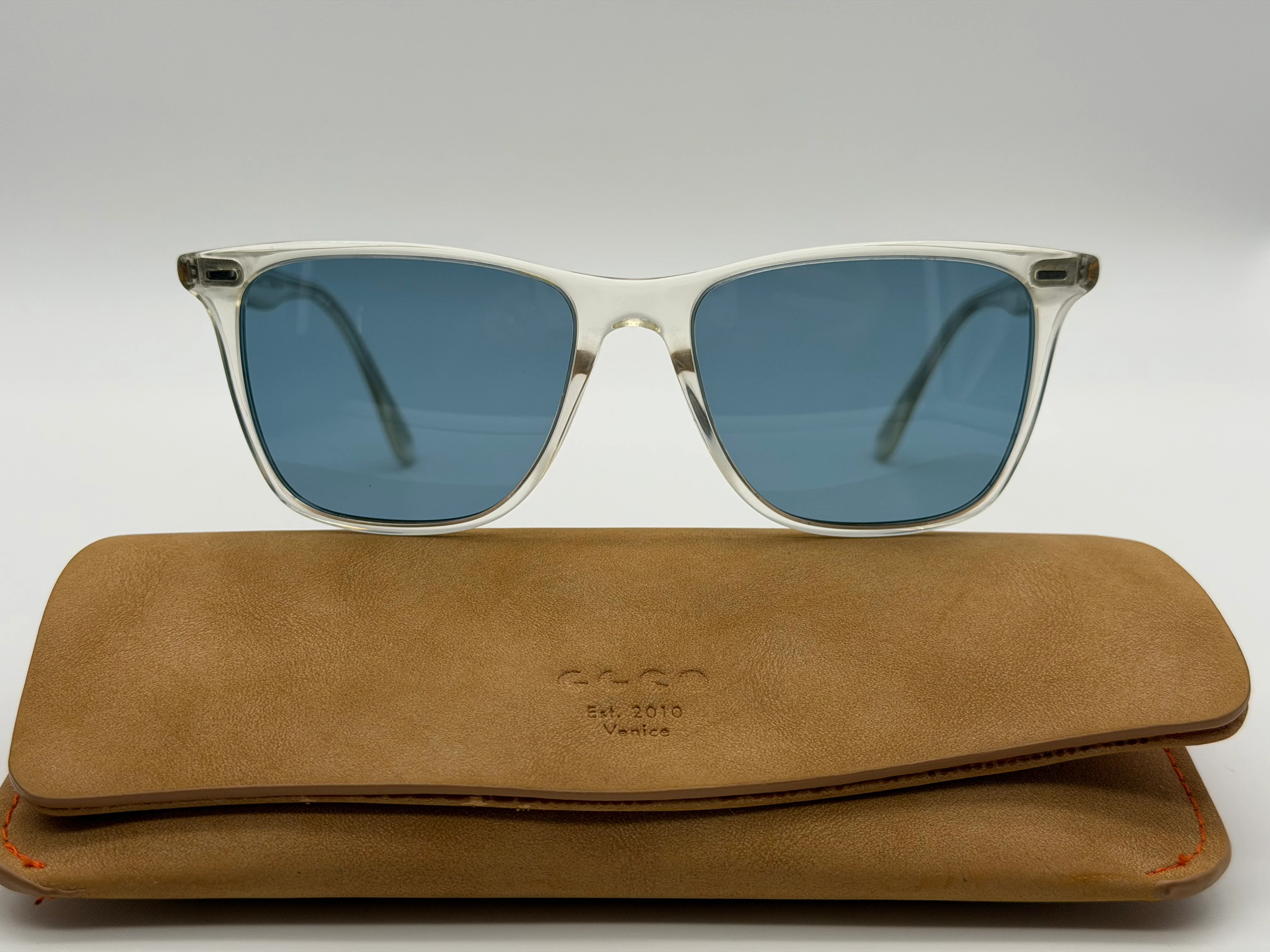 Oliver Peoples Ollis 51mm Pale Citrine / Teal Polarized OV5437SU 1692P1 Italy Preowned