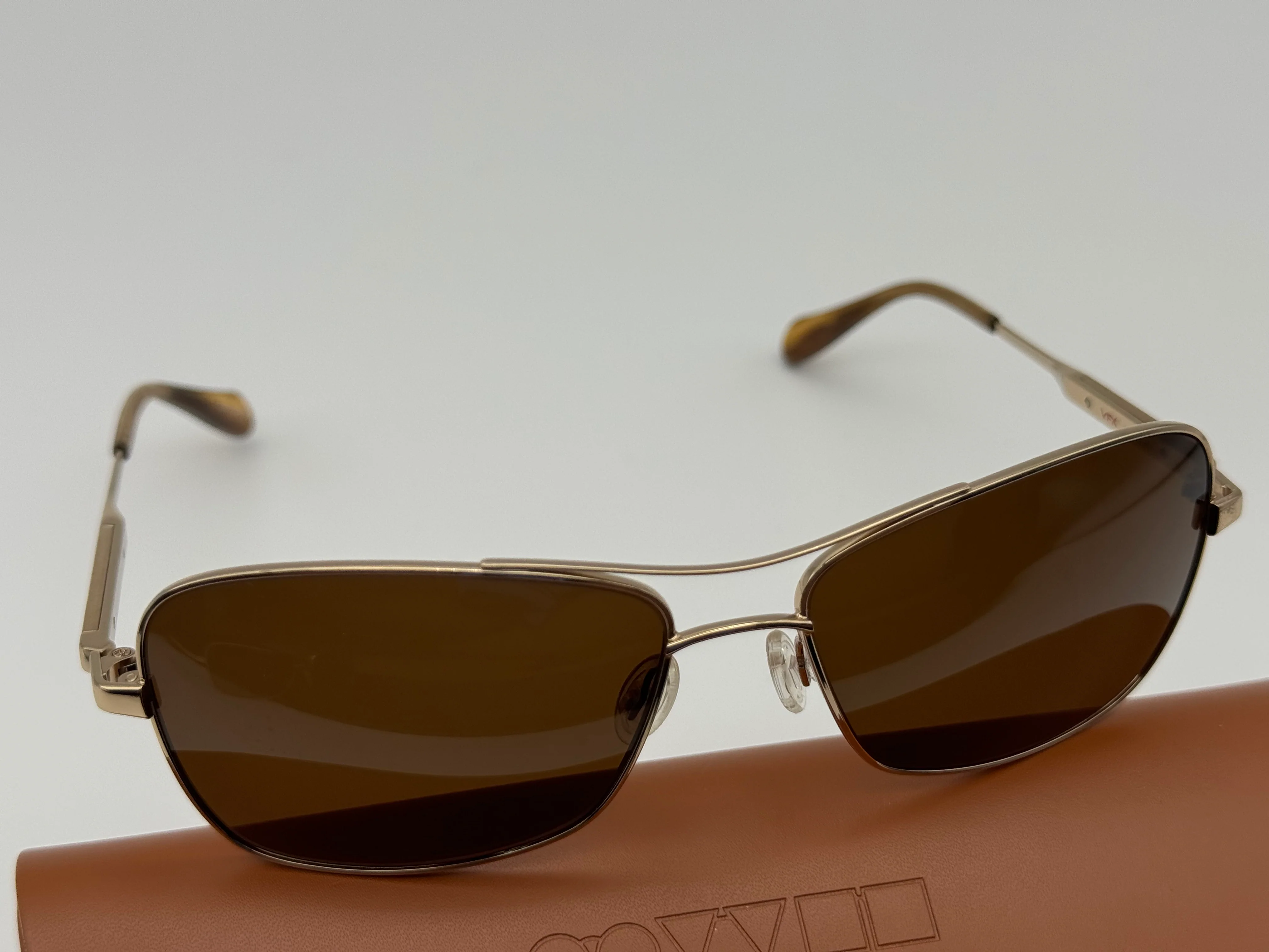 Oliver Peoples Sanford 57mm OV 1130 5132 / R9 VFX Polarized Lens Gold / Java Japan Missing Box - Image 11