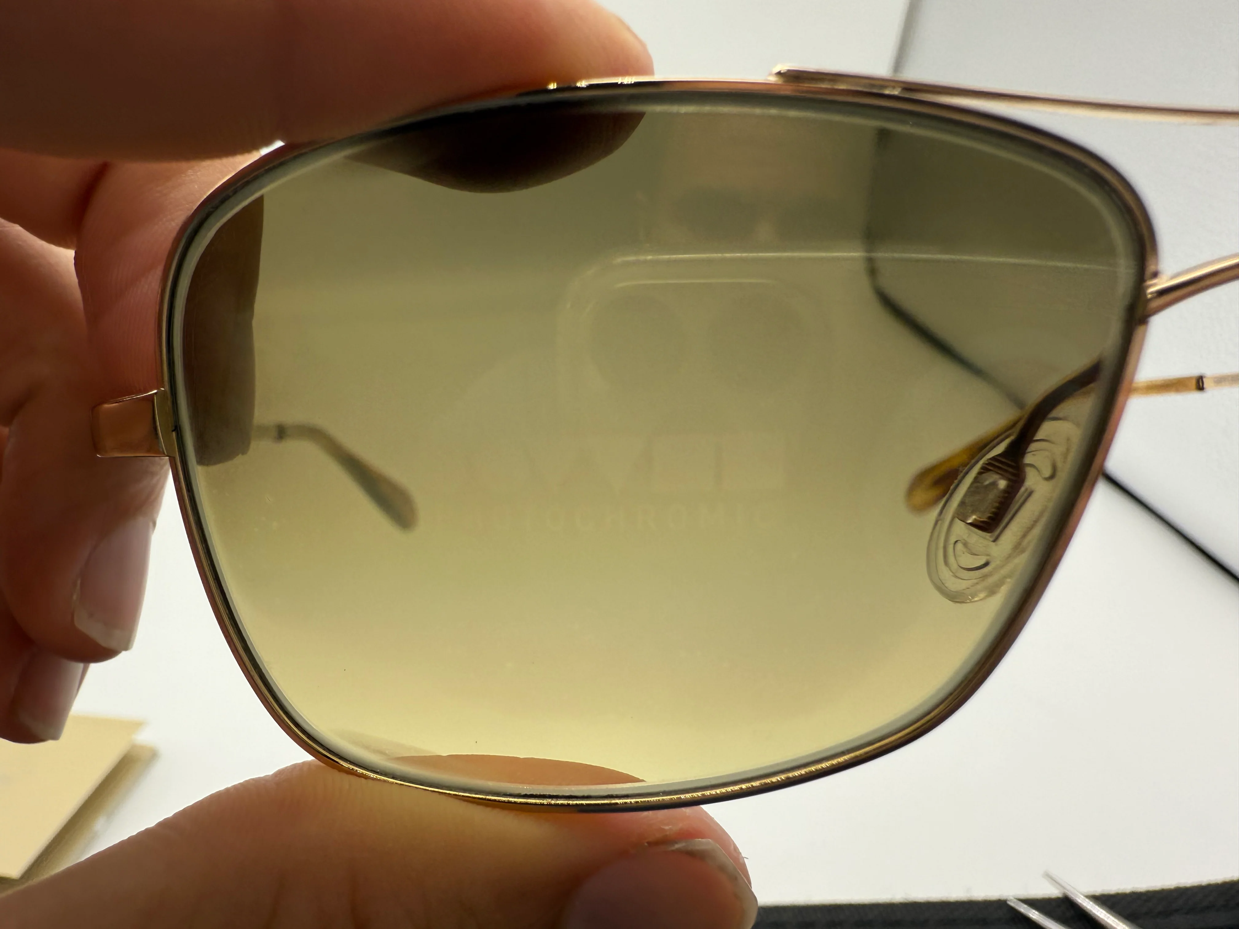 Oliver Peoples Sanford 57mm OV 1130 S Gold / Chrome Amber Photochromic 5132 / 85 Japan Missing Box - Image 5