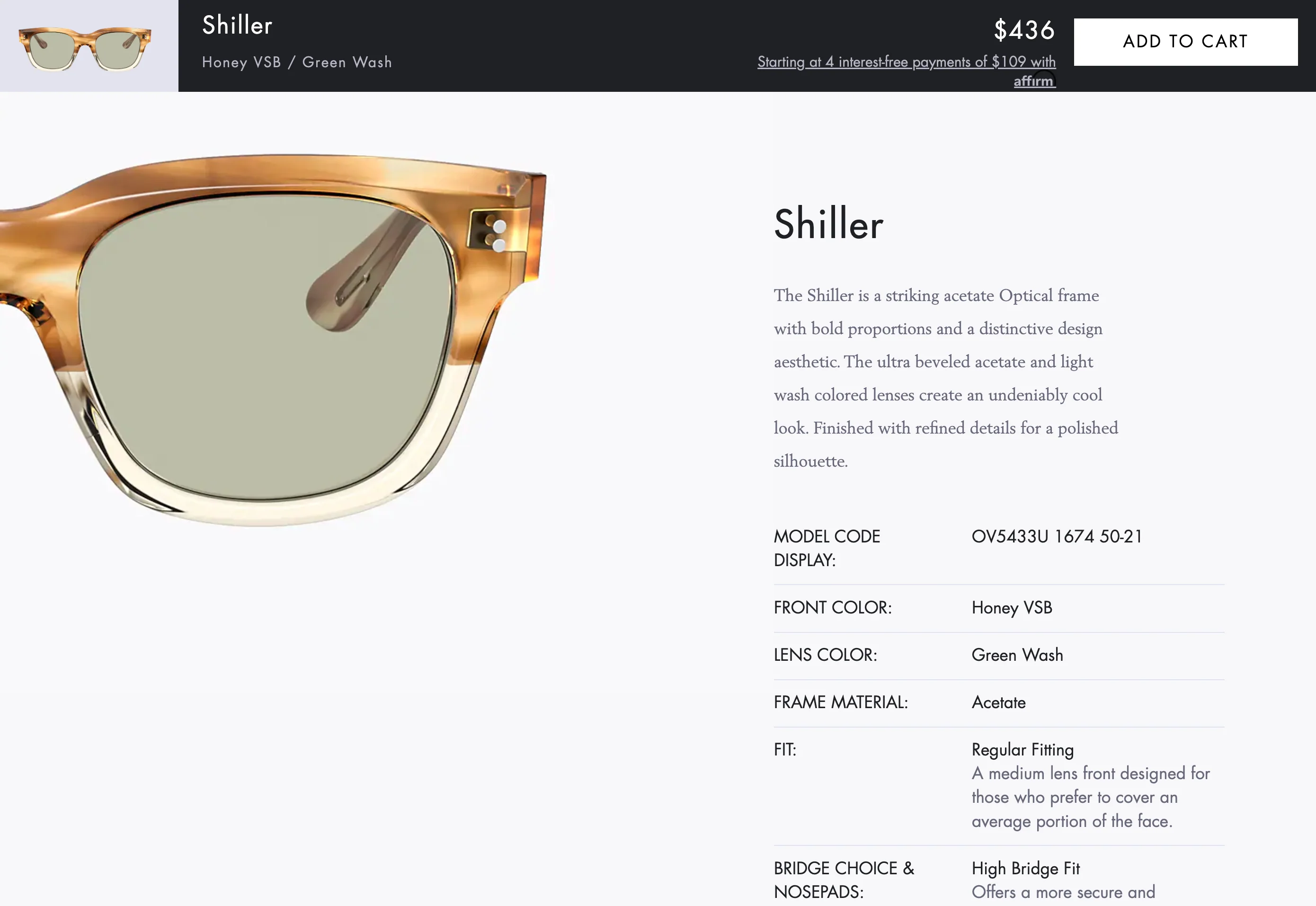 Oliver Peoples Schiller 50mm Optical or Sun OV5433U Honey VSB/Green Wash Super NEW - Image 4