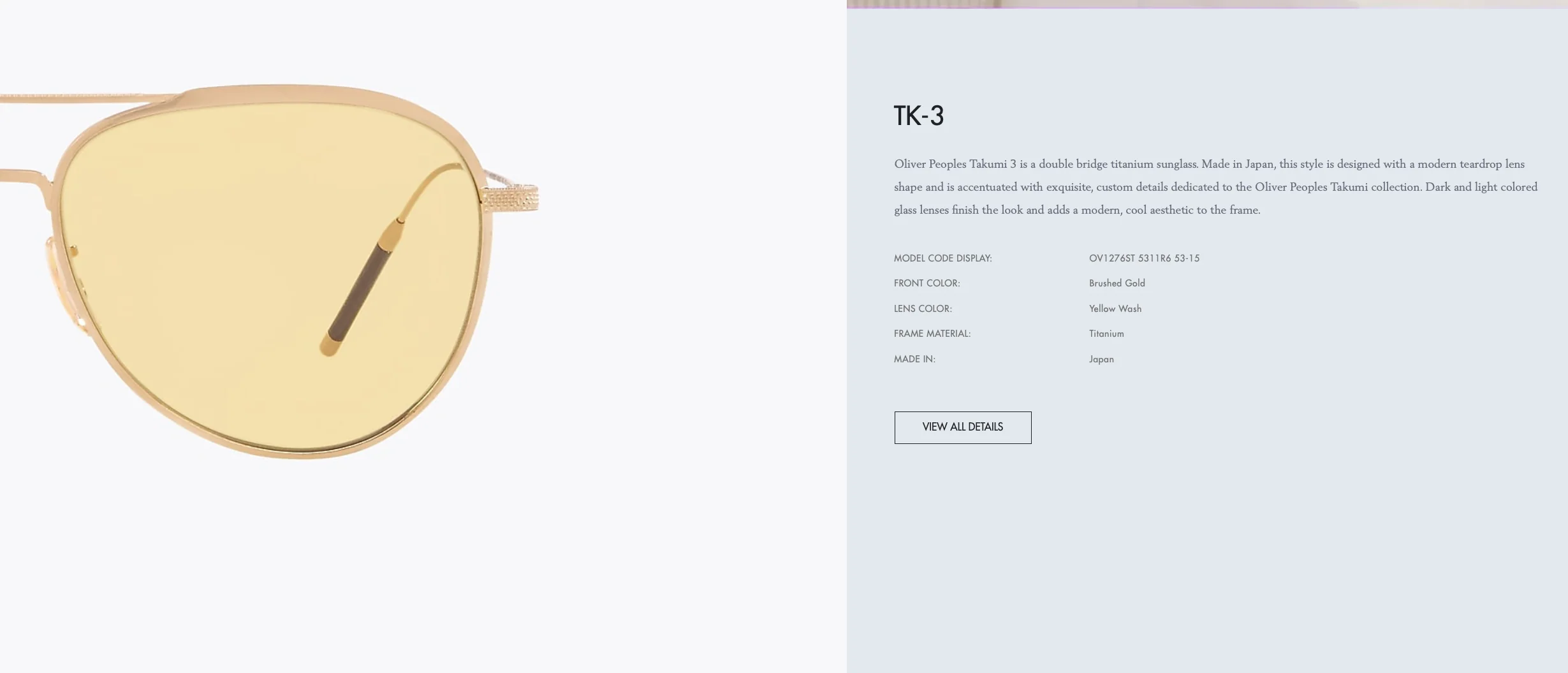 Oliver Peoples TK-3 OV1276ST Brushed Gold/Yellow 53mm Titanium Japan Sunglasses $625 MSRP! - Image 3