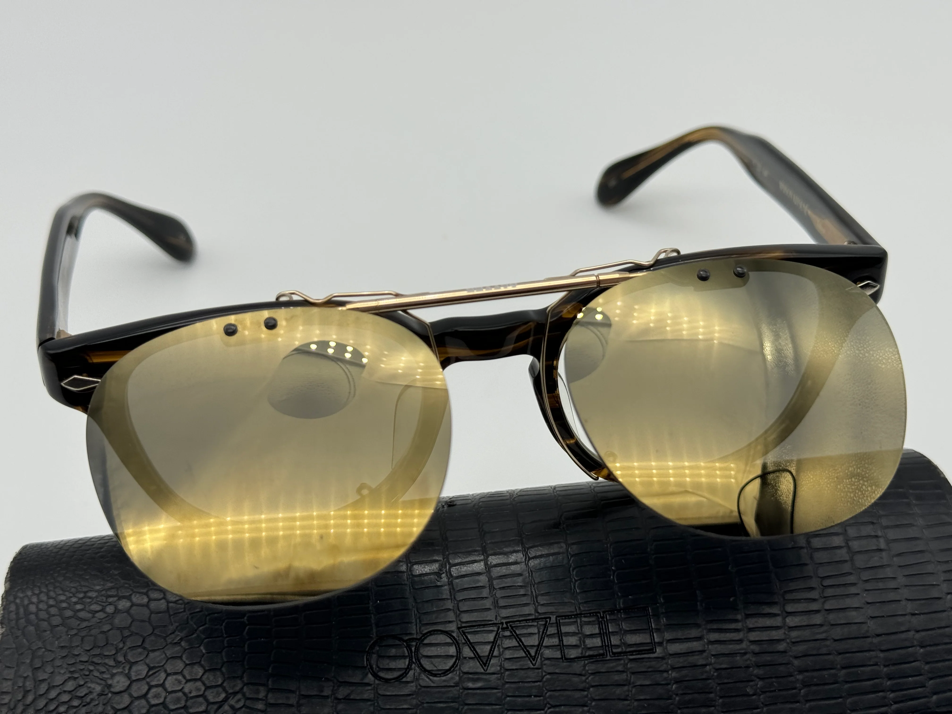 Oliver Peoples Tokyo 48mm Maison Kitsune With Flip Up Sunglass Clip Made in Japan Preowned - Image 10