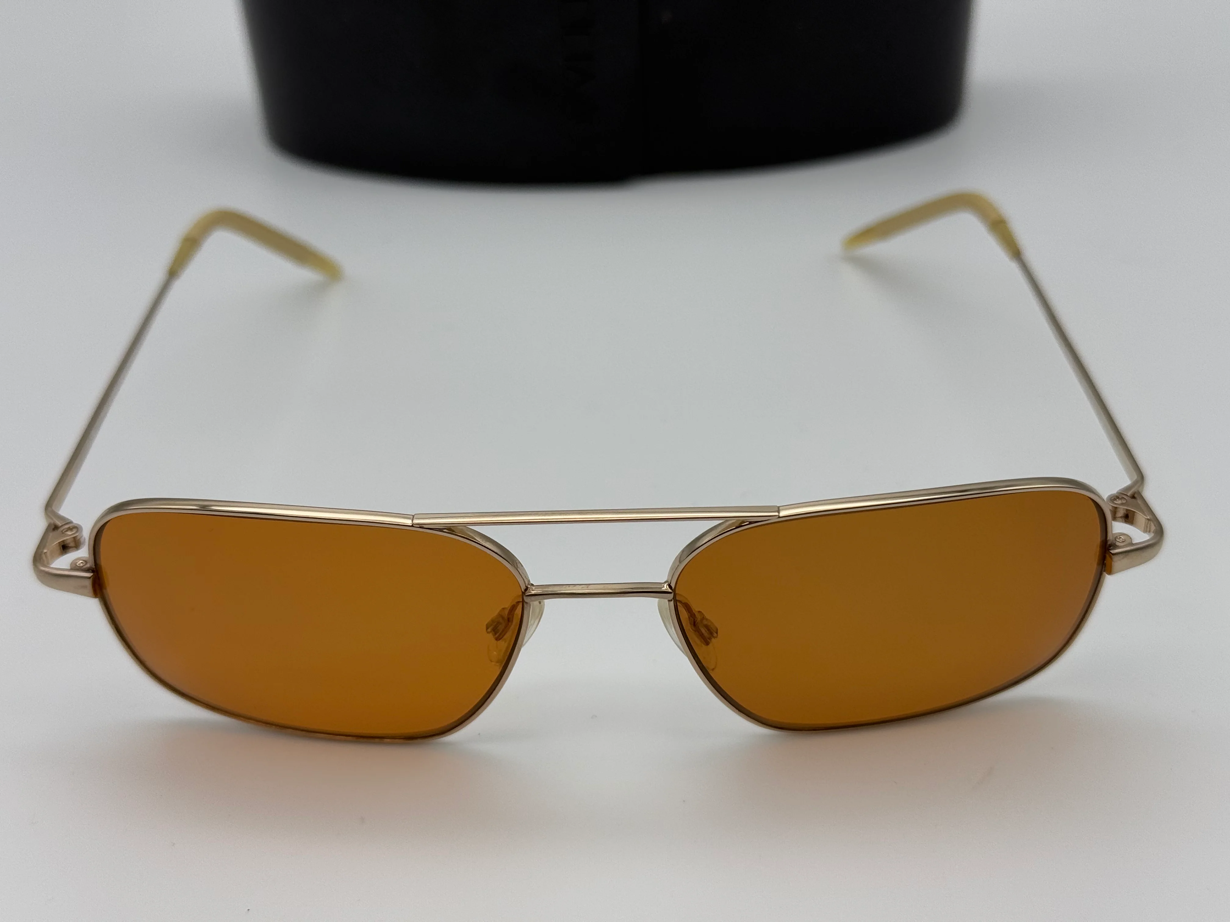 Oliver Peoples Victory 55mm Gold / Cognac CR39 Lens Burn Notice First Gen titanium Japan Preowned - Image 2