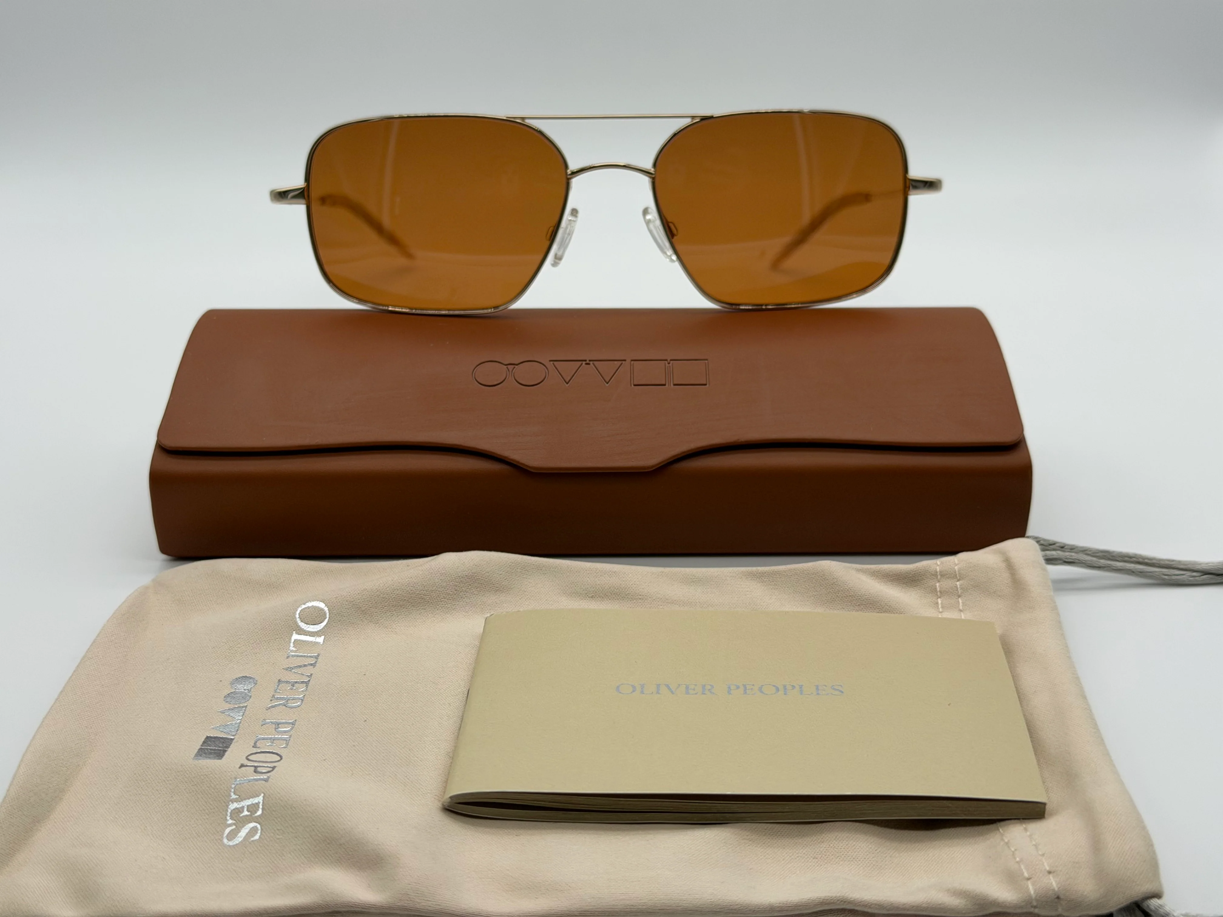Oliver Peoples Victory G 55 Gold / Cognac Burn Notice Michael Weston Rare Polarized Japan Missing Box - Image 3