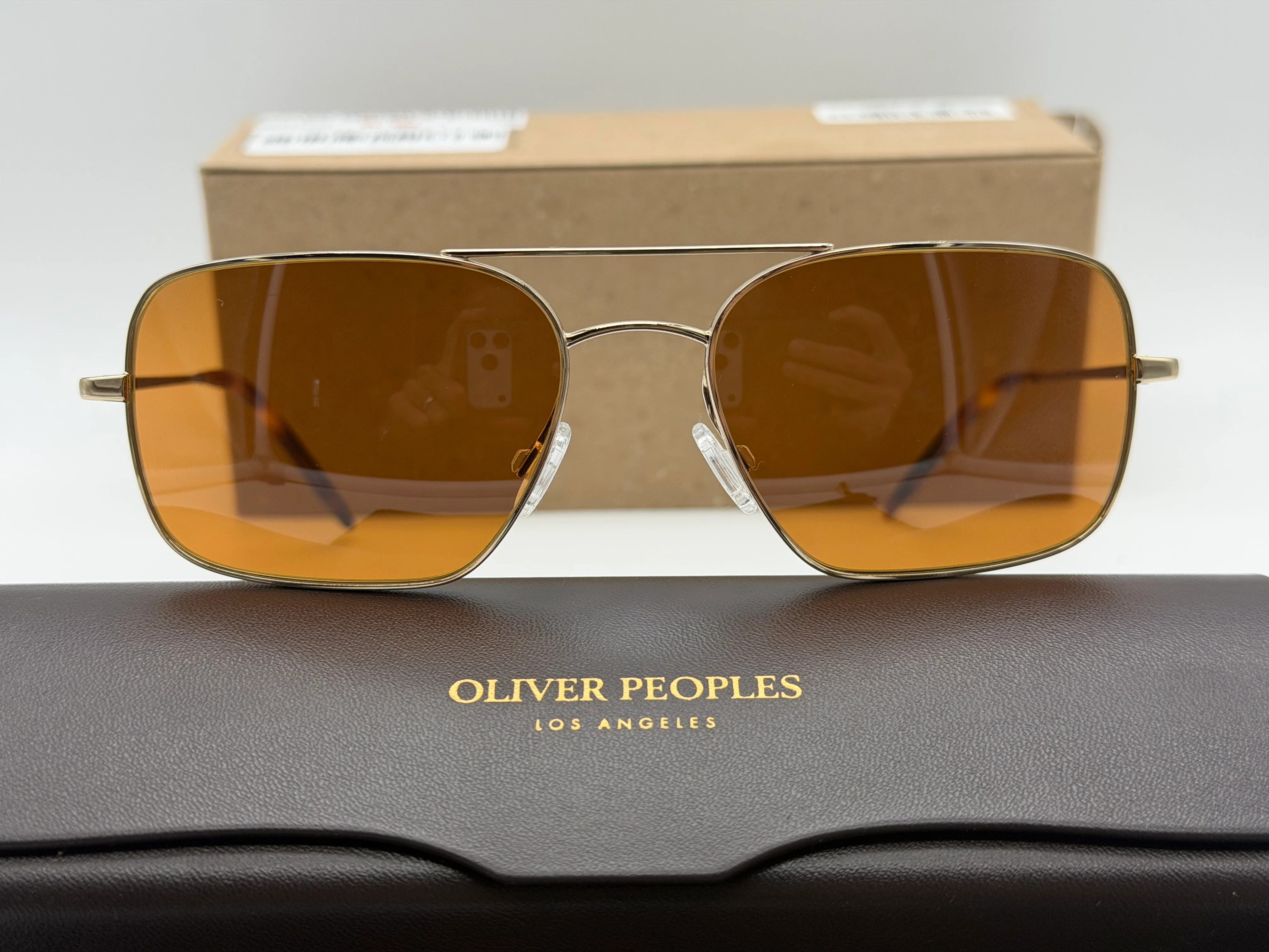 Oliver Peoples Victory II 55mm Gold / Cognac Crystal Lens OV 1373 S Italy NEW - Image 5