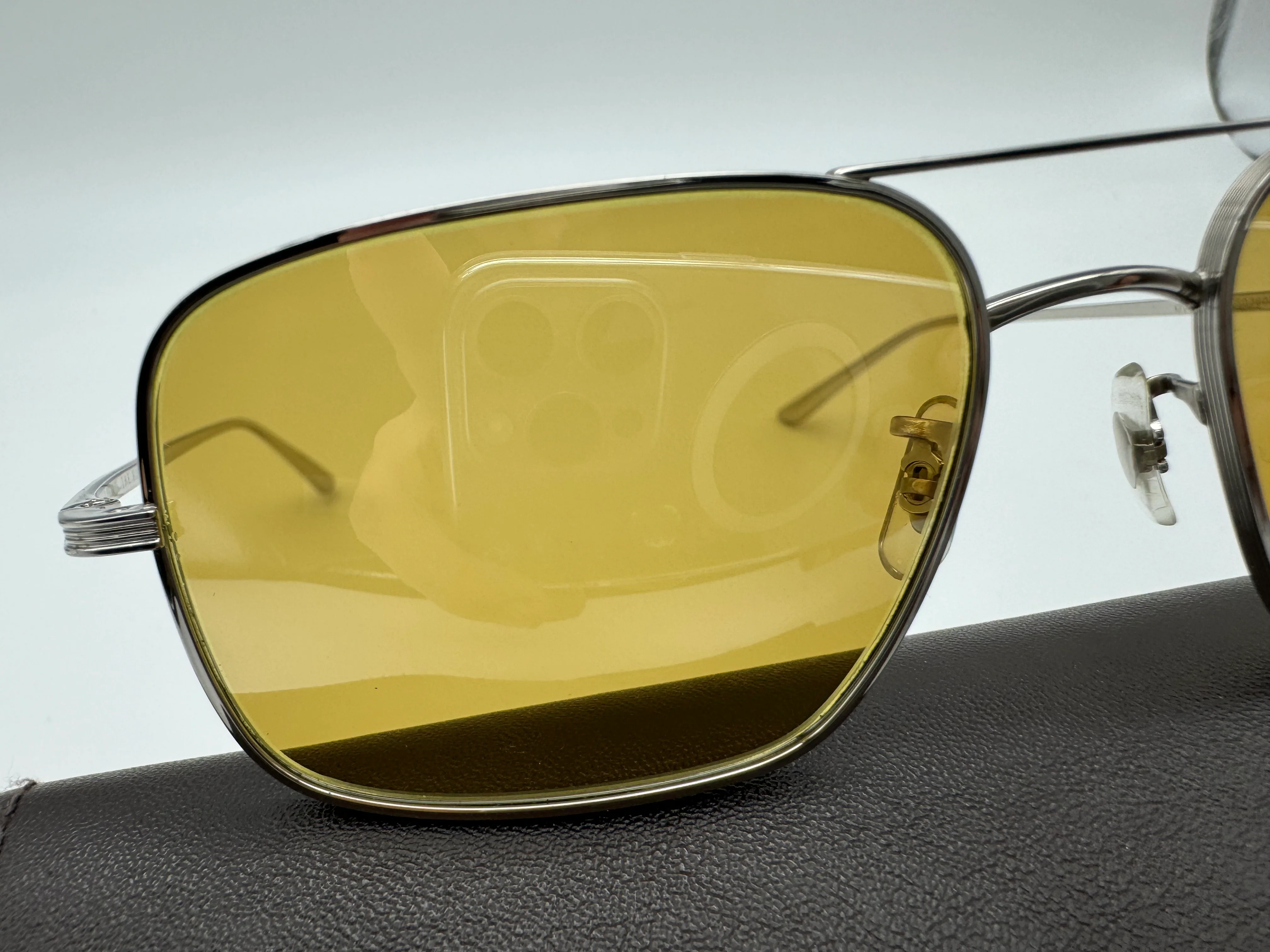 Oliver Peoples Victory L.A. 54mm OV1246ST Silver Mustard 50360F Titanium made in Japan - Image 3