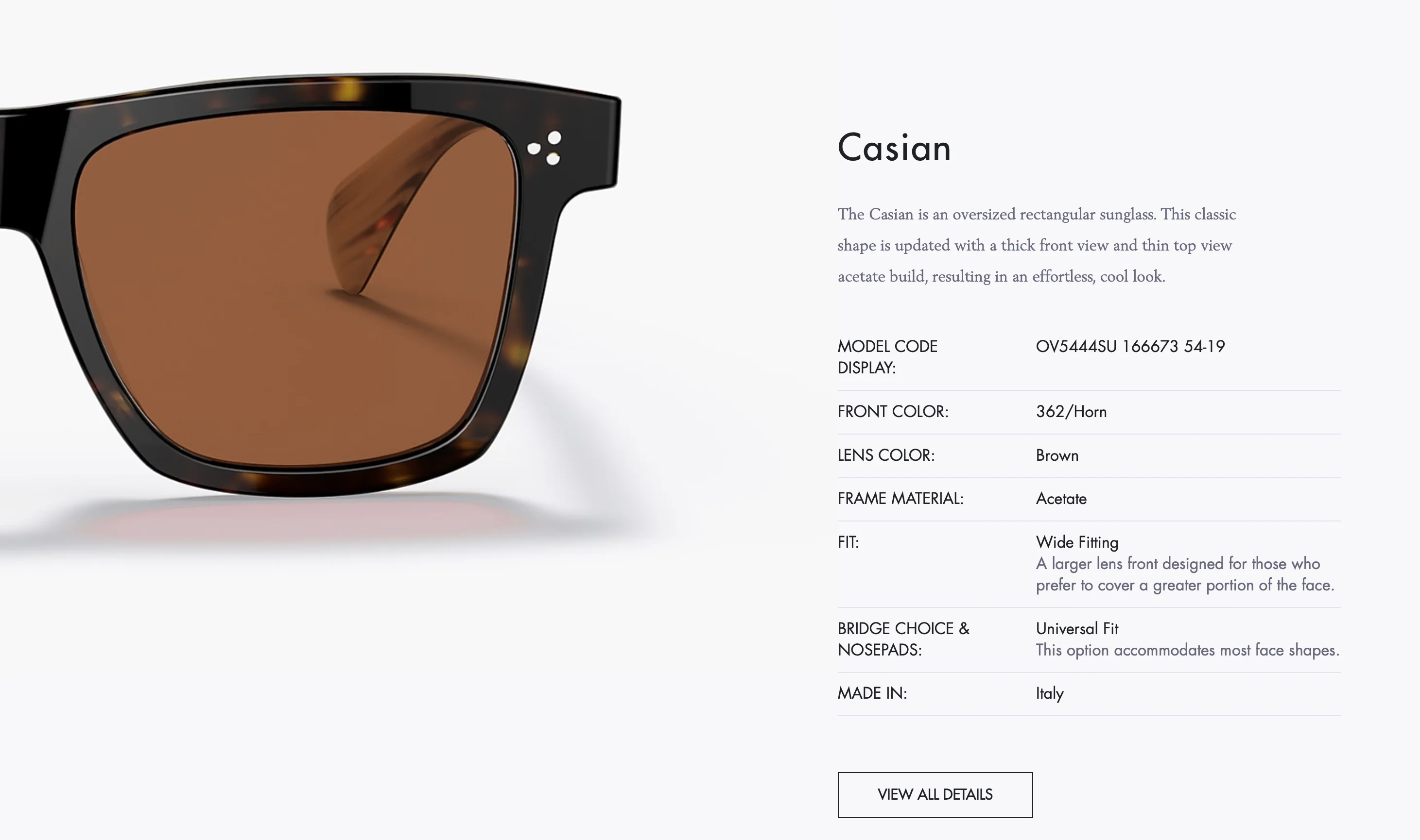 Oliver Peoples Casian Sun 54mm Brown Horn OV5444 Italy - Image 11