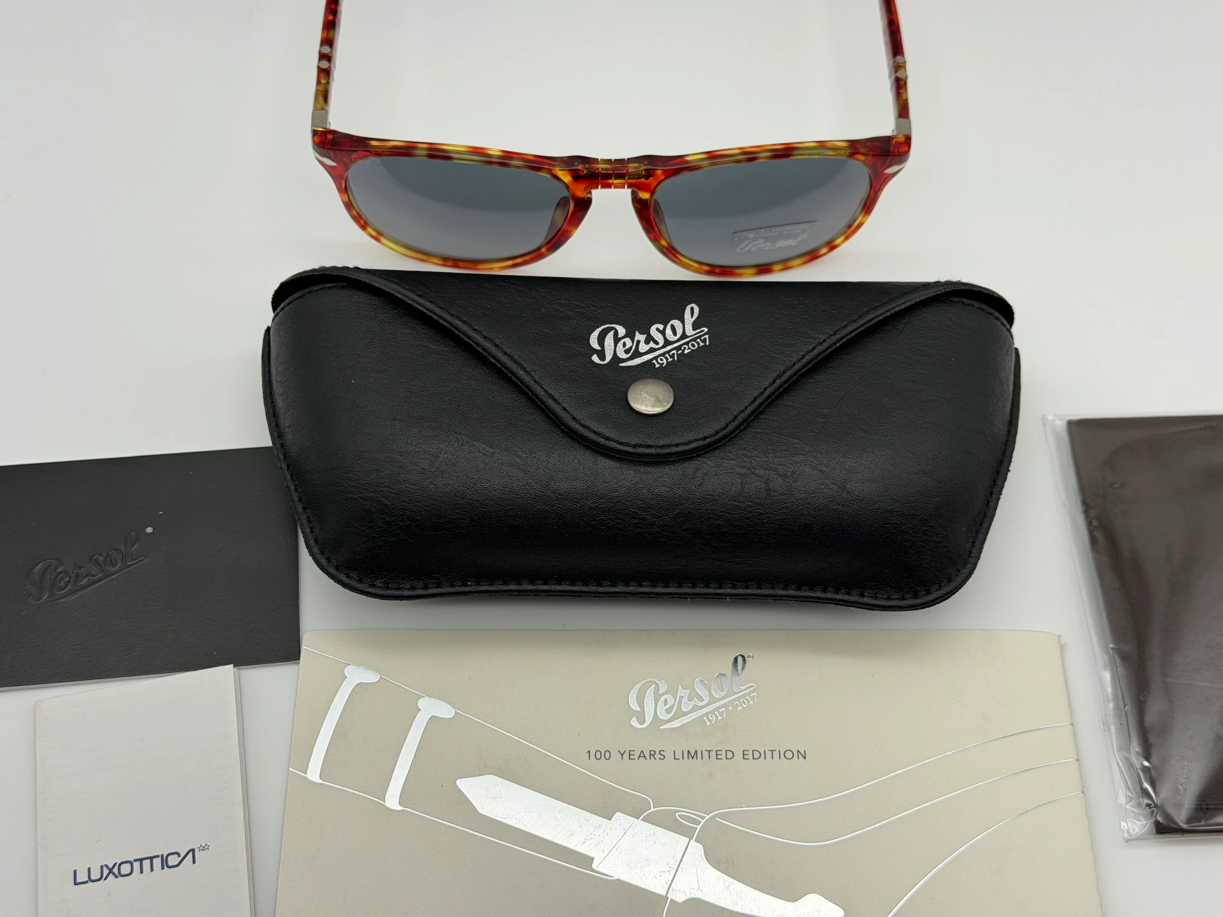 Persol 100 Years Limited Edition PO 6649 55mm 1917-2017 Red Tortoise / Blue Made In Italy NEW - Image 13