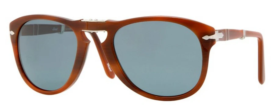 Persol PO 714 52mm Rare Striped Nut / Blue Polarized Photochromic Lens 957 / 4N Folding Italy Preowned - Image 3