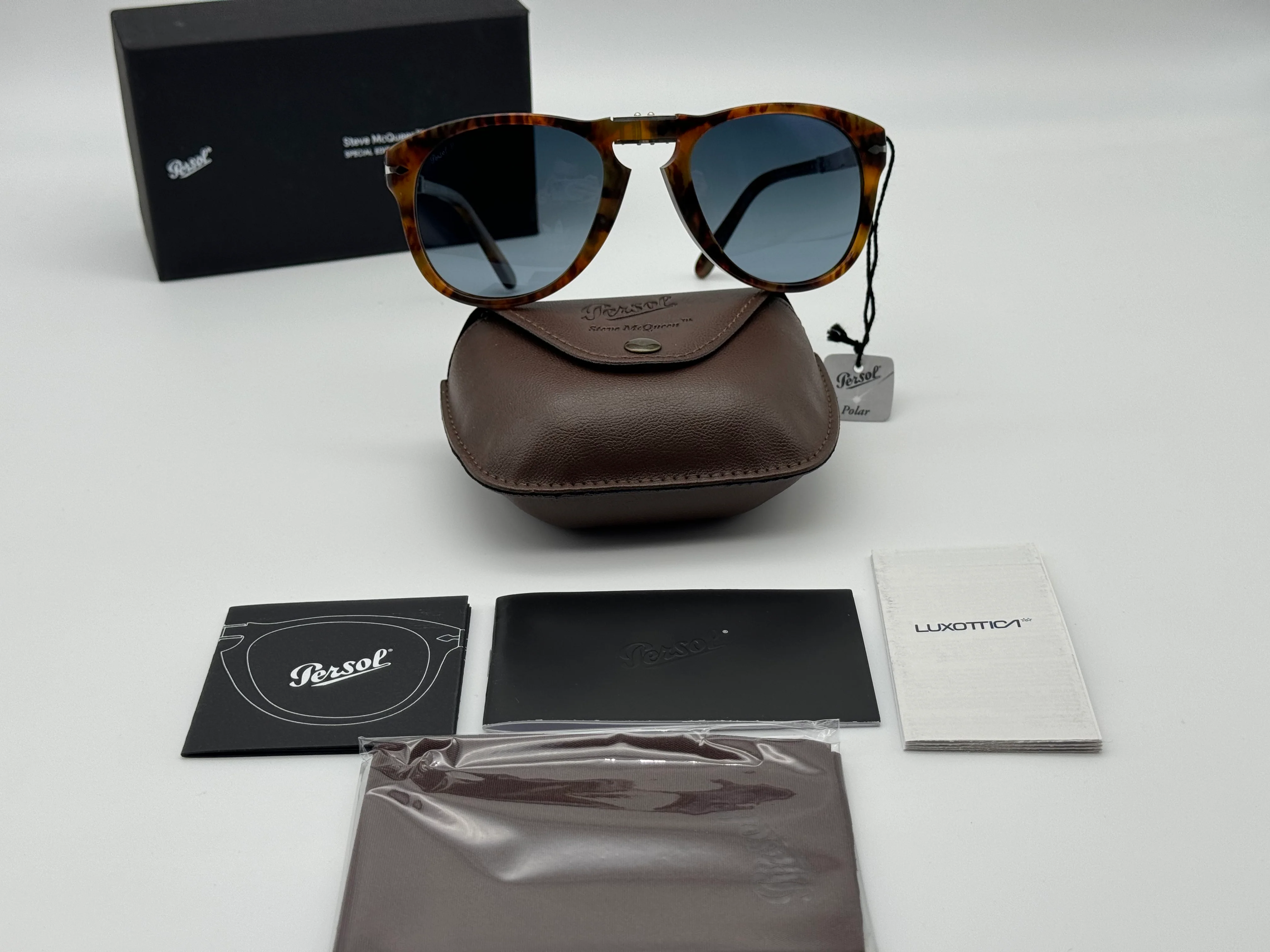 Persol 714 SM 54mm Caffe Light Blue Gradient Dark Blue Polarized 0108 / S3 Steve McQueen Italy NEW - Image 6