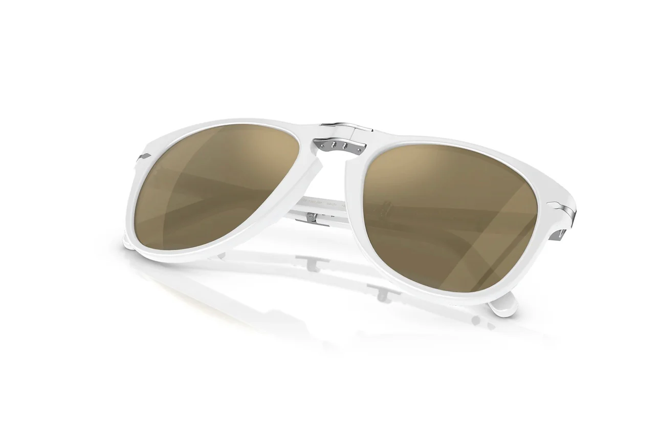 Persol 714sm  54mm Steve McQueen Le Mans Limited Edition White 24K Gold Lens NEW $587 MSRP