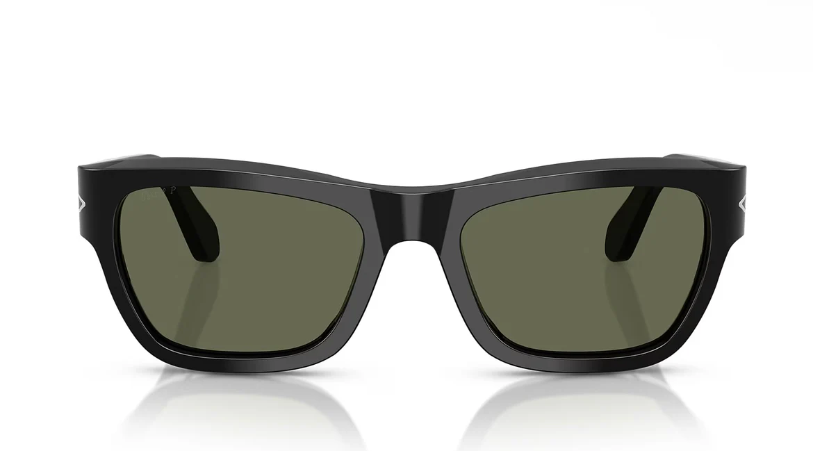Persol PO 0091 53mm Black / Green Polarized Italy NEW - Image 2