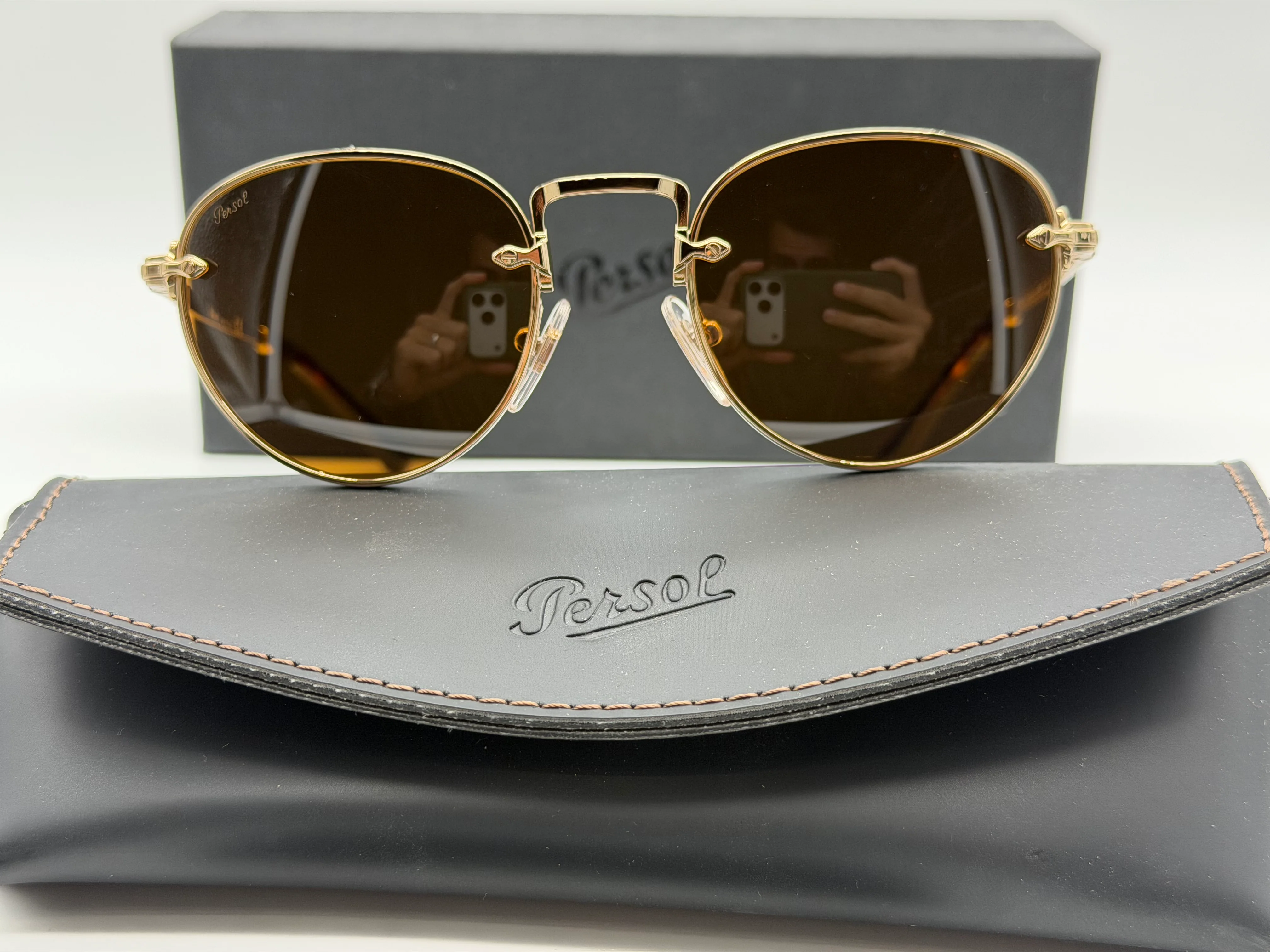 Persol PO 2491 49mm 1142 33 Gold / Brown Crystal Itlay NEW - Image 5