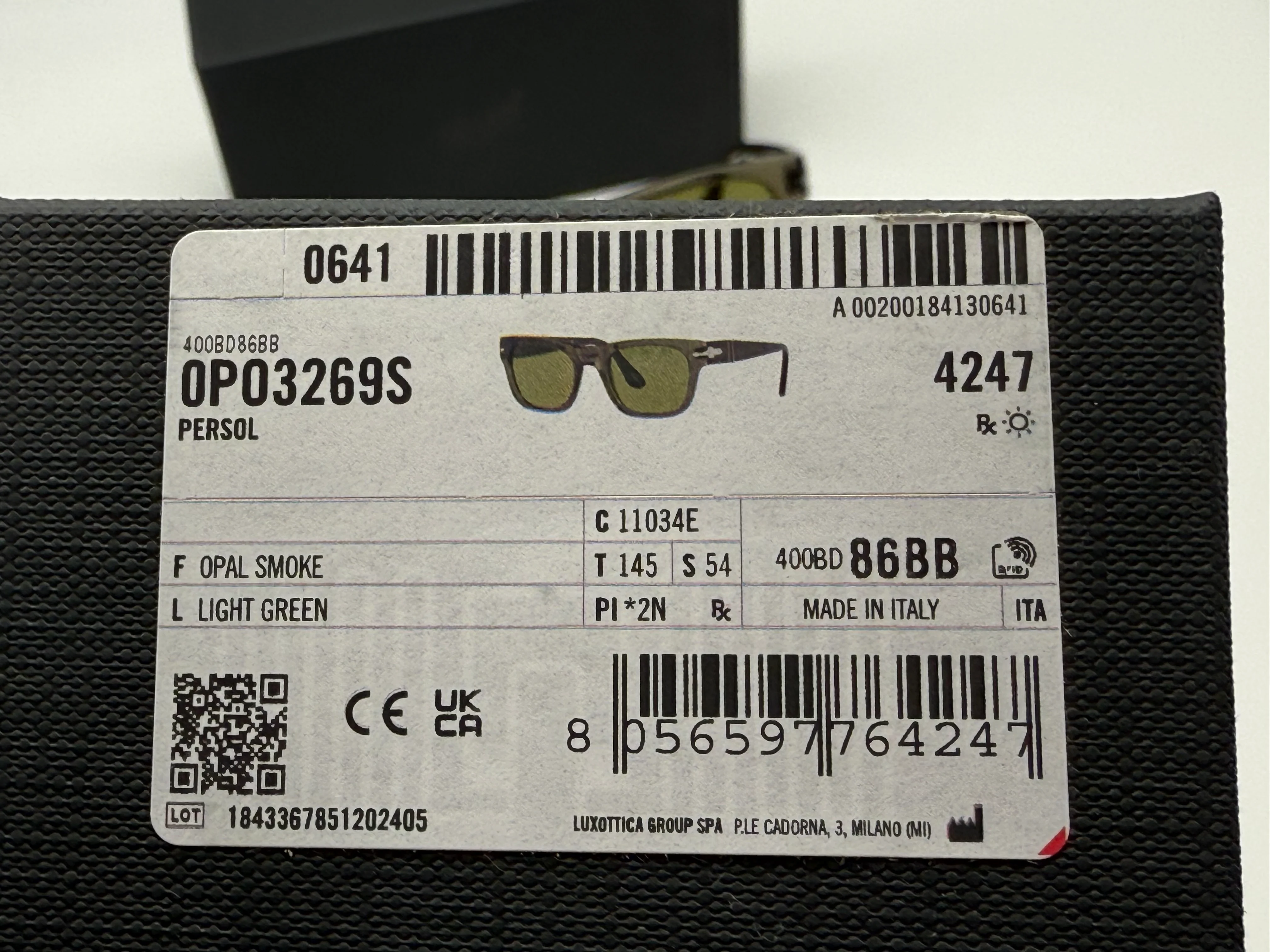 Persol PO 3269 54mm Opal Smoke / Light Green 11034E Italy NEW - Image 13